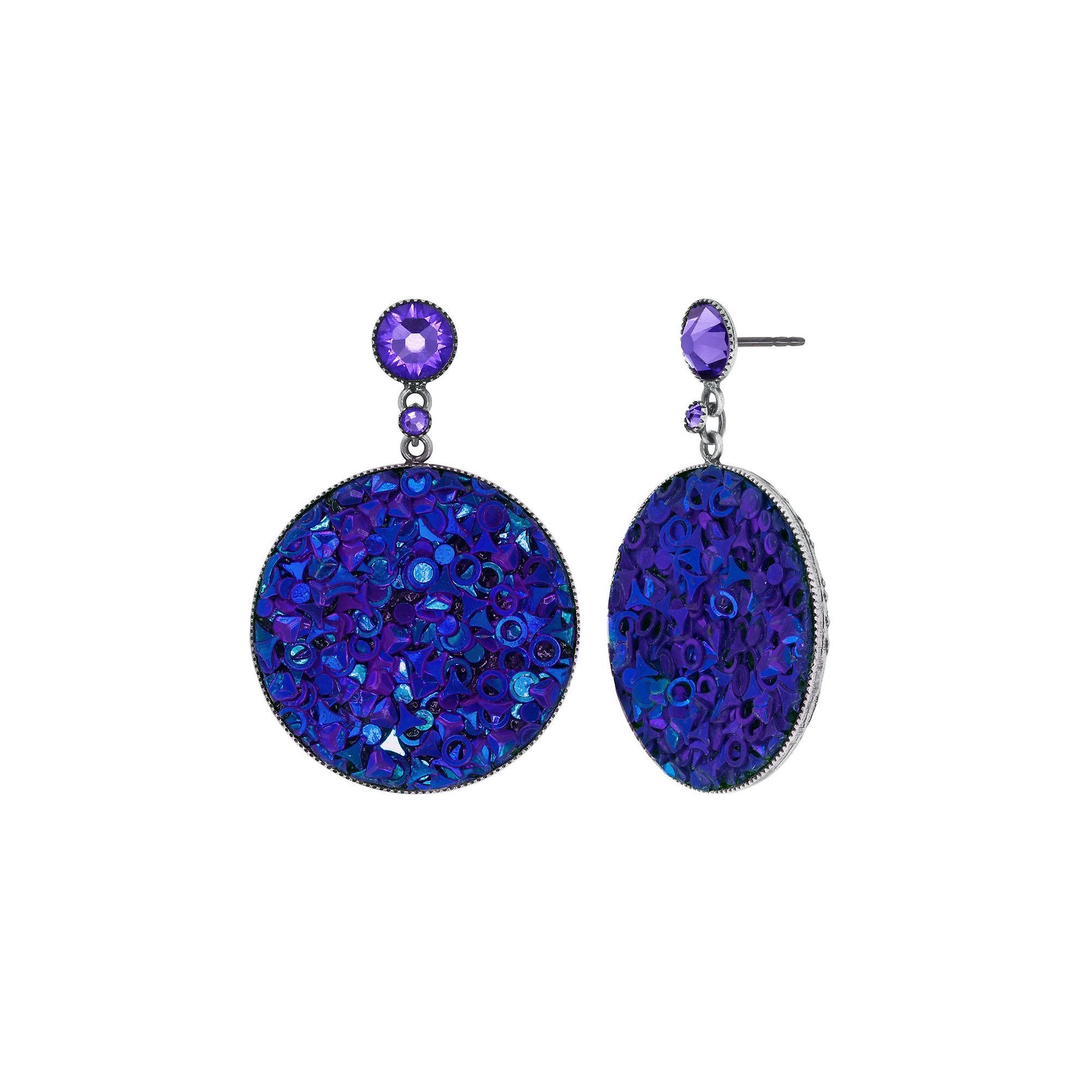 image for Earring Stud Dangling Studio 54 Blue / Lila  size L