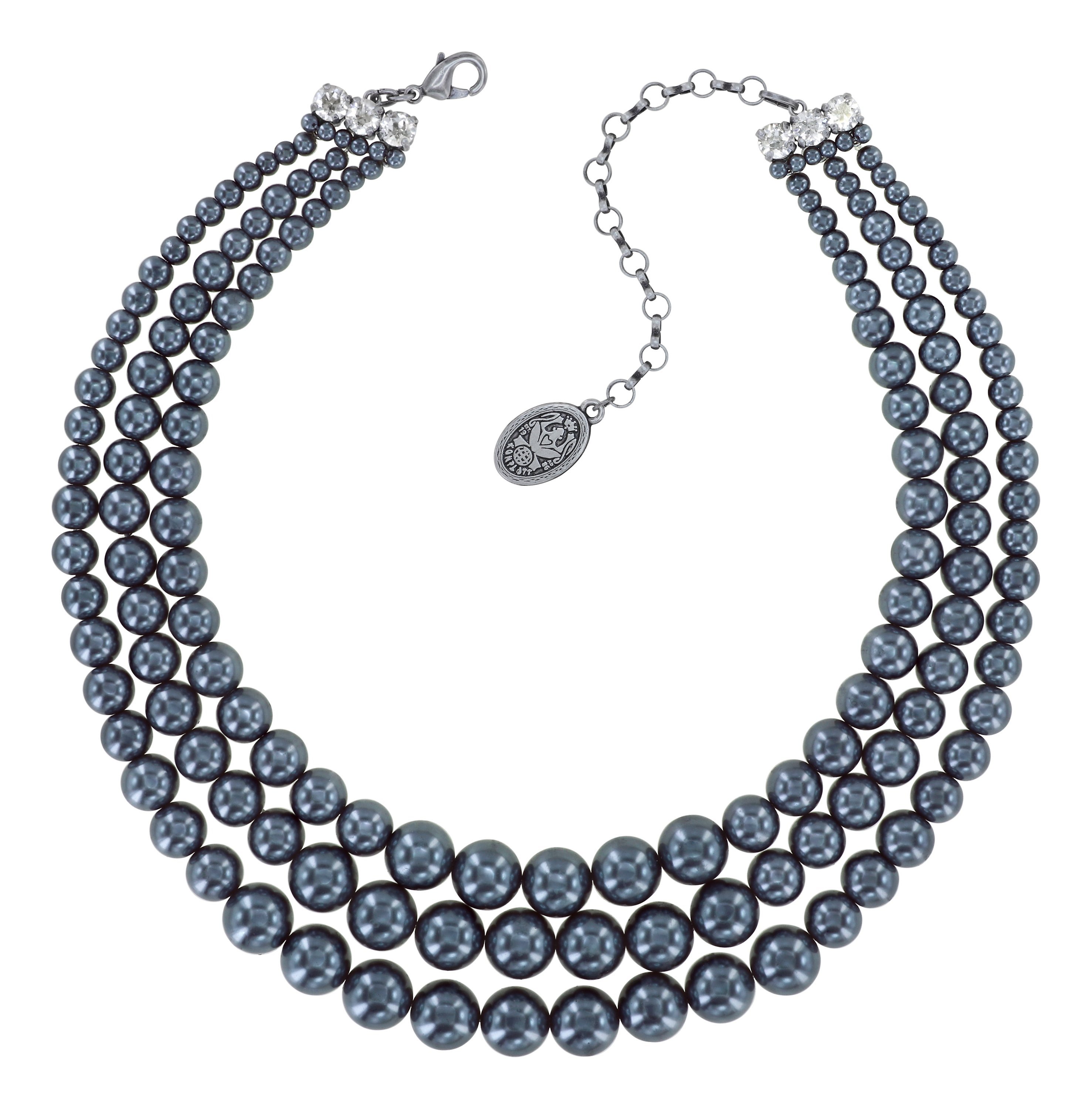 Bild für Halskette Spikes and Pearls Schwarz / Weiß  