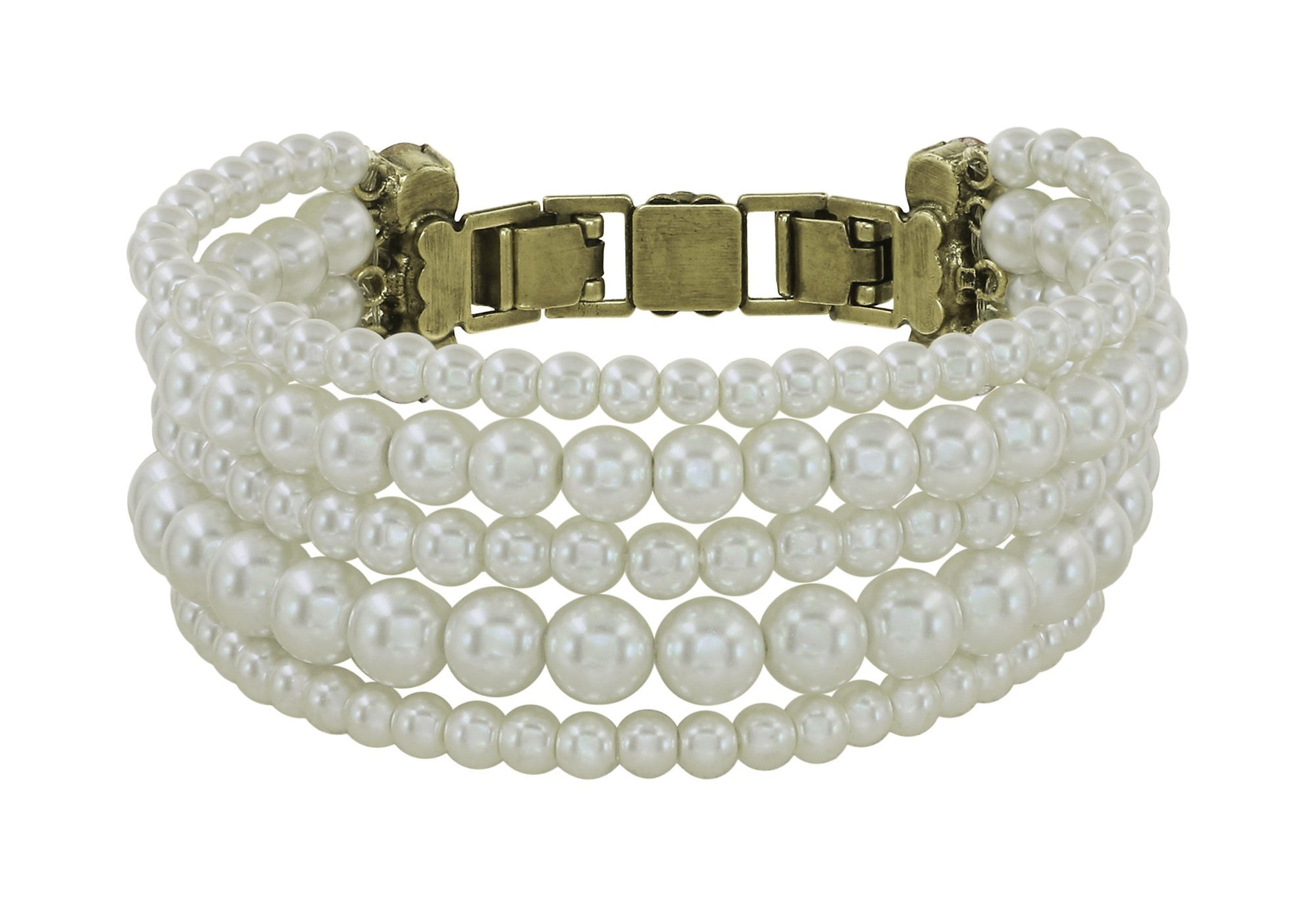 Bild für Armband Spikes and Pearls Beige / Weiß  