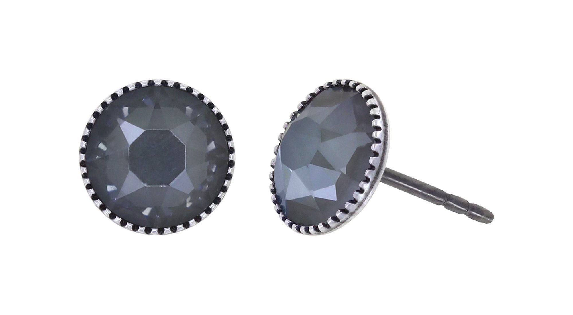для изображений серьги гвоздики Black Jack Grey crystal dark grey ignite SS 34