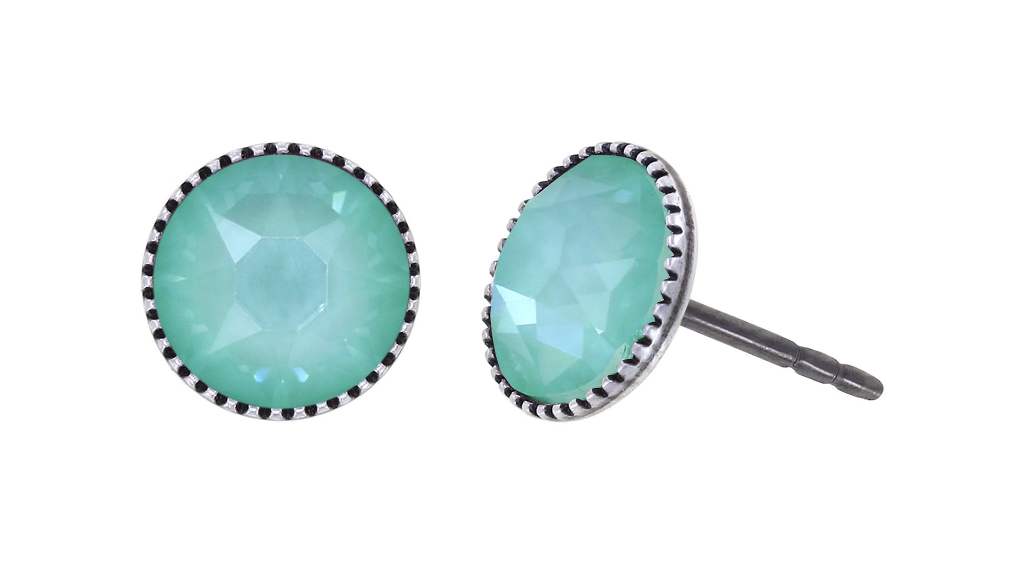 image pour Clou d'oreille plat Black Jack Vert crystal soft mint ignite SS 34