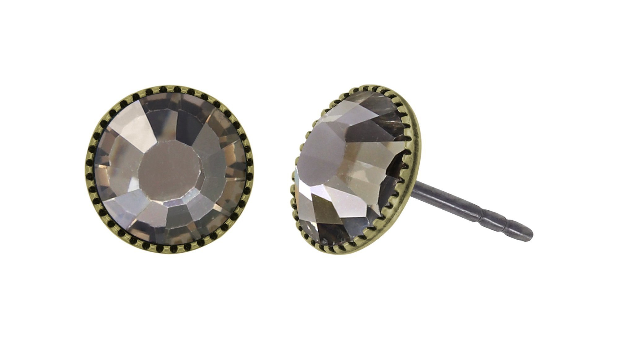 image for Earring stud-flat Black Jack Grey crystal velvet SS 34