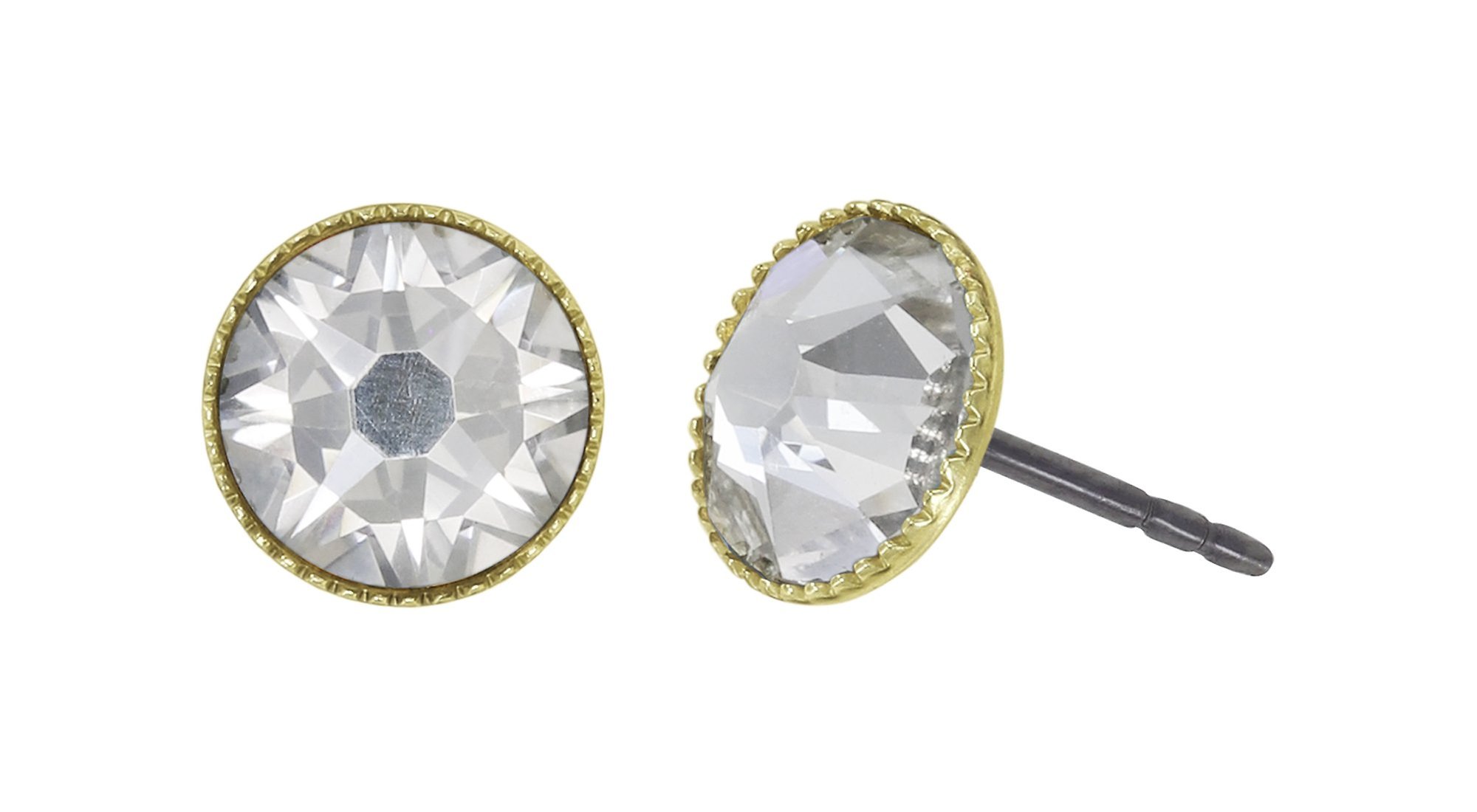 image pour Clou d'oreille plat Black Jack Blanc crystal silver shade SS 34