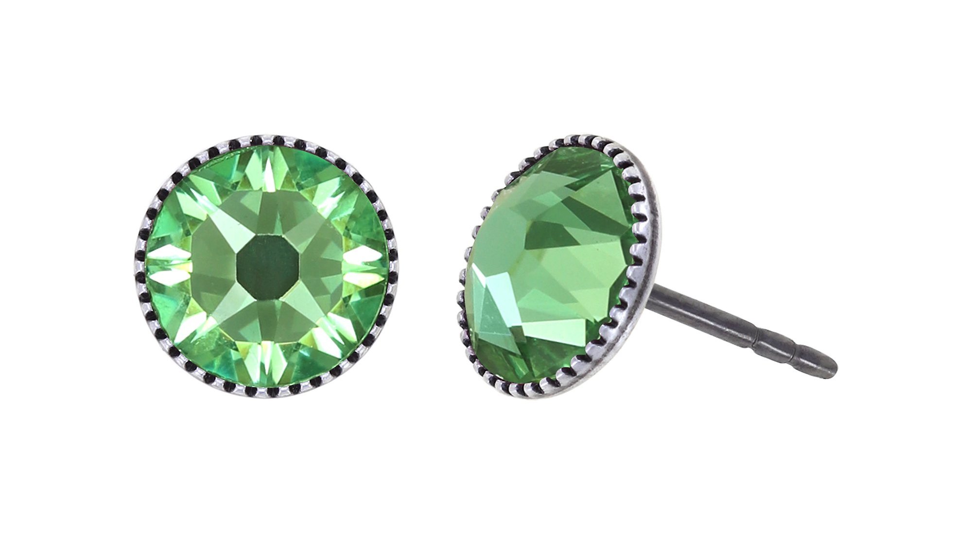 Kép Earring stud-flat Black Jack Green peridot SS 34
