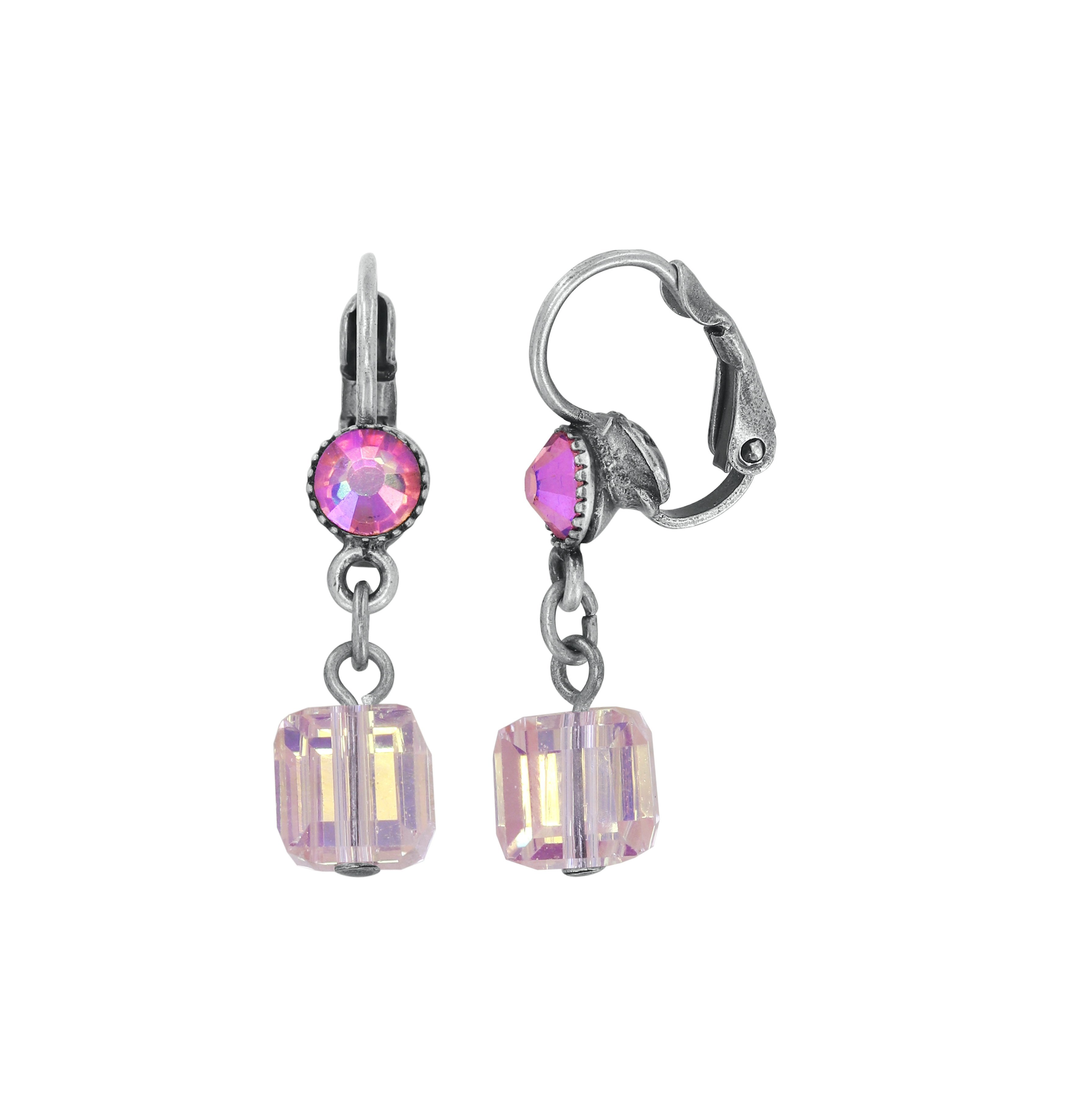 image pour Boucles d'oreilles Eurowire pendantes Cubes Rose  