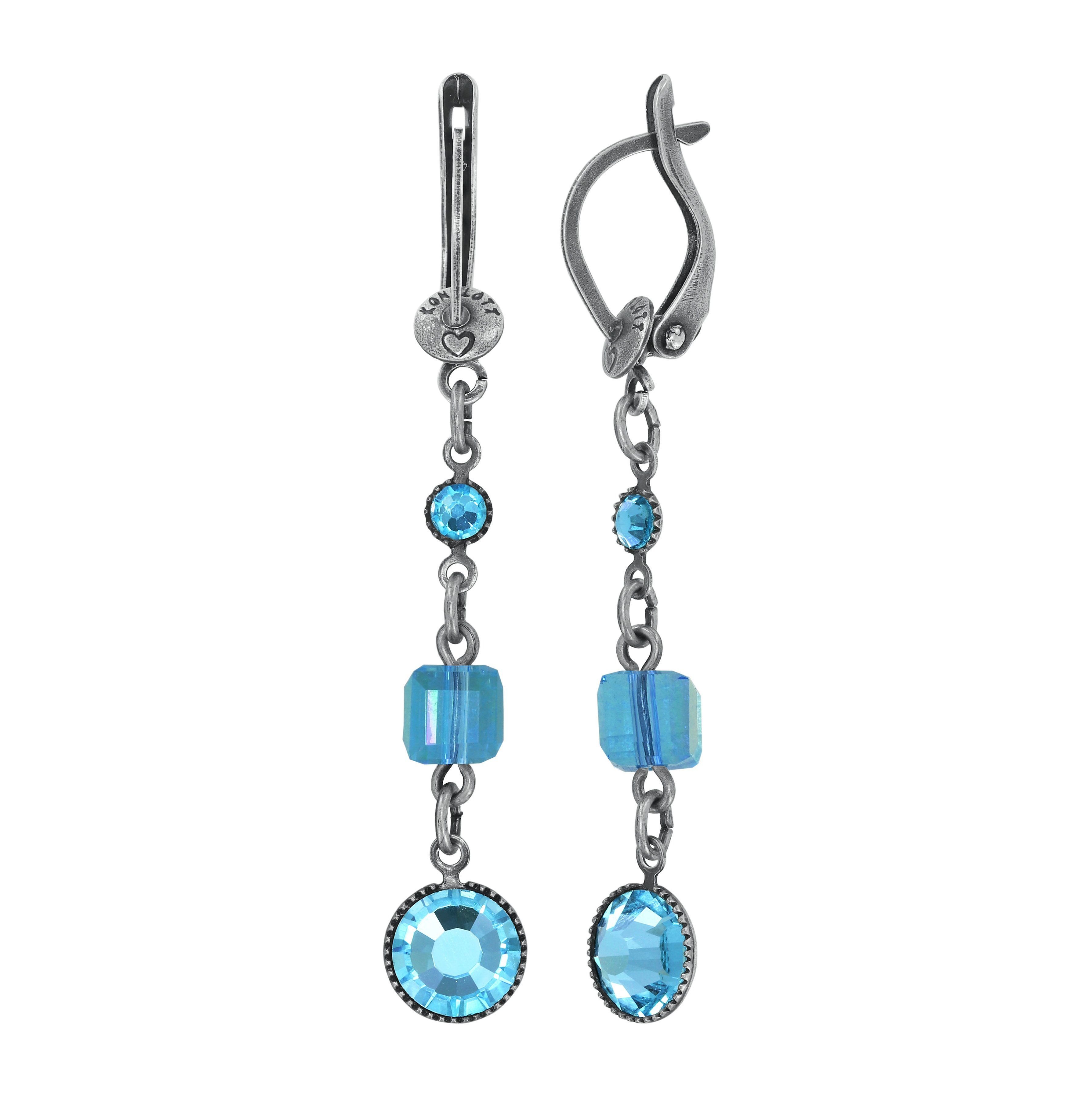 image for Earring Dangling Cubes Blue  