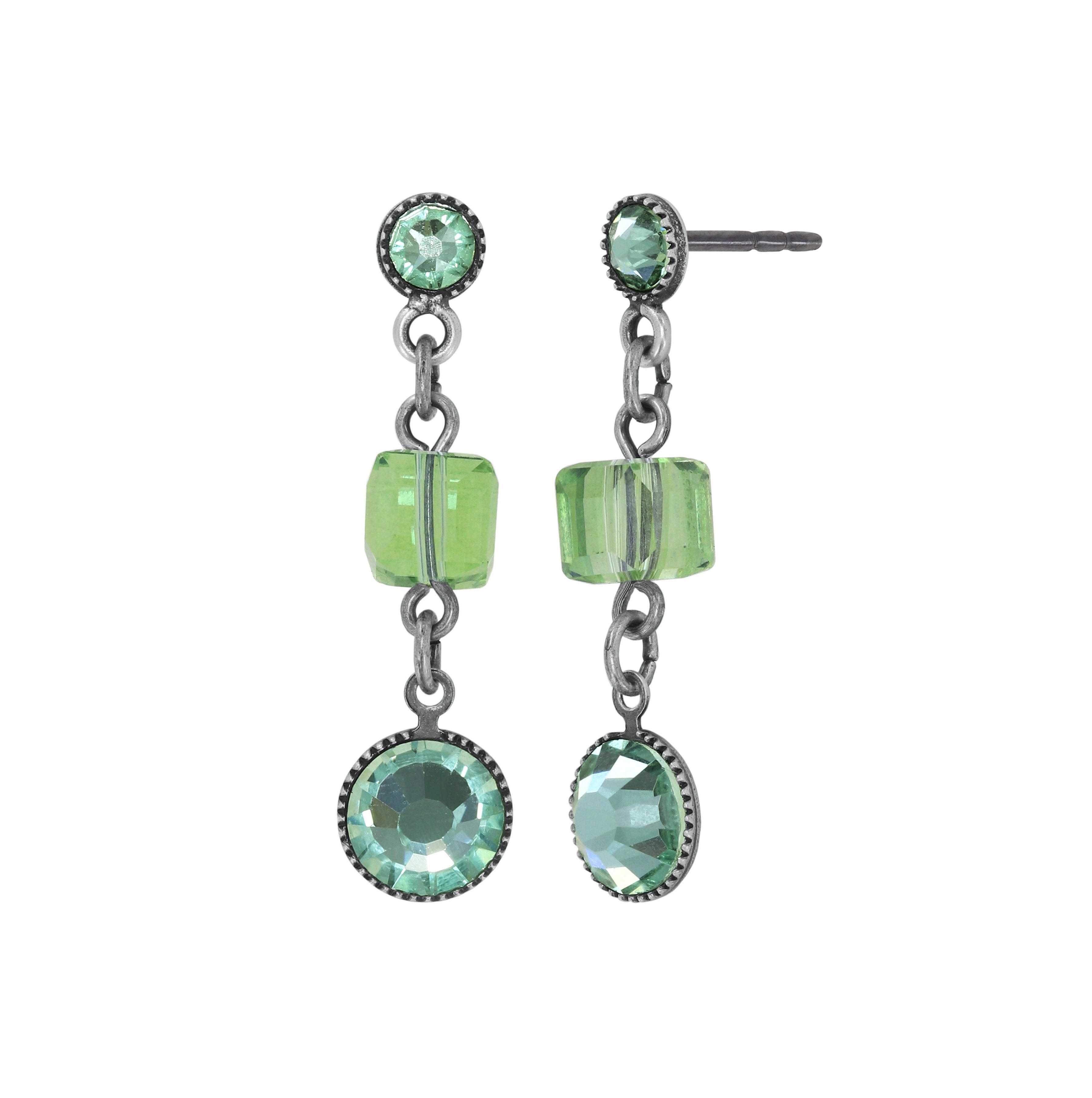 image for Earring Stud Dangling Cubes Green  