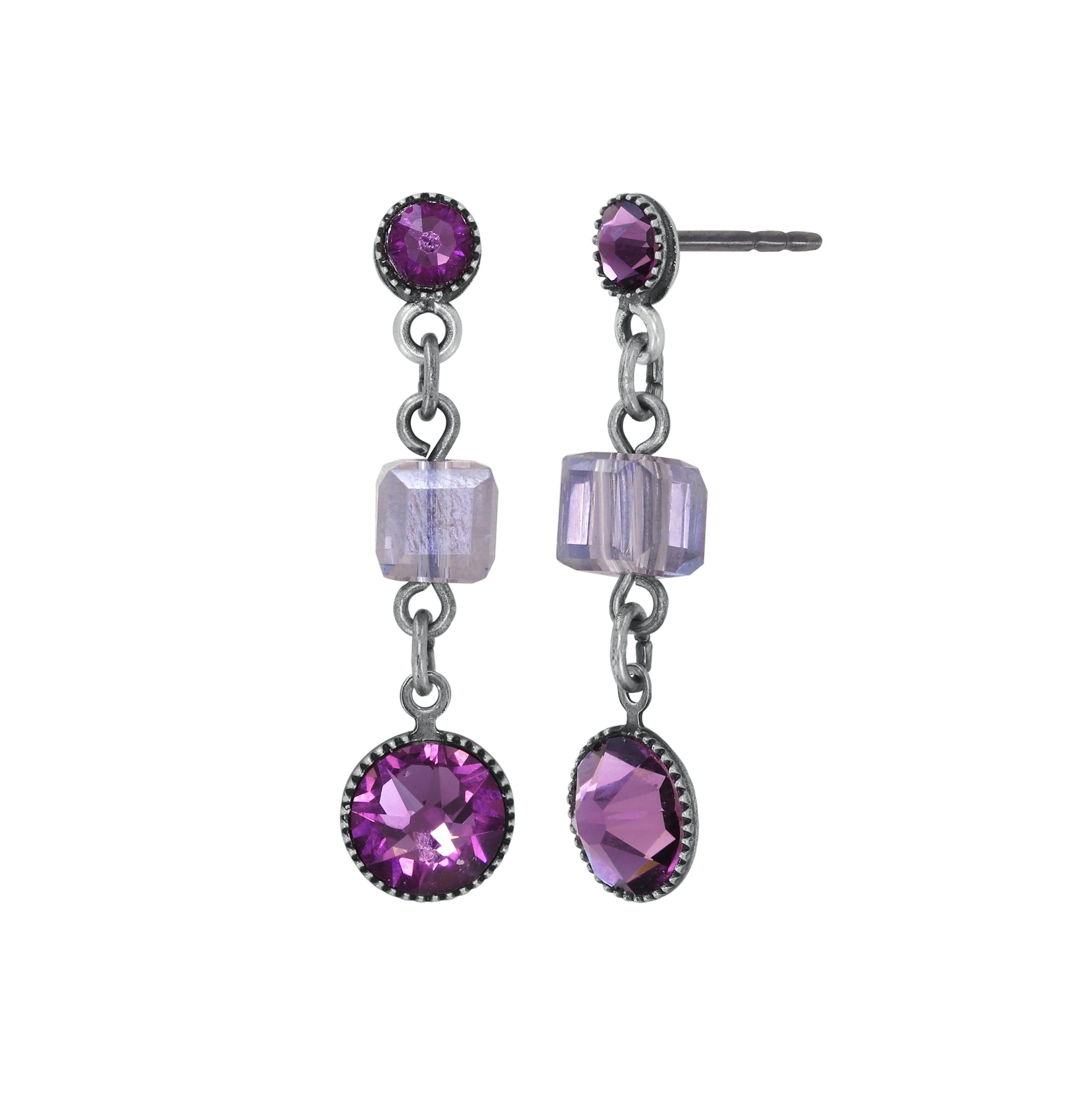 image pour Clou d'oreille pendant Cubes Lila Foncé  