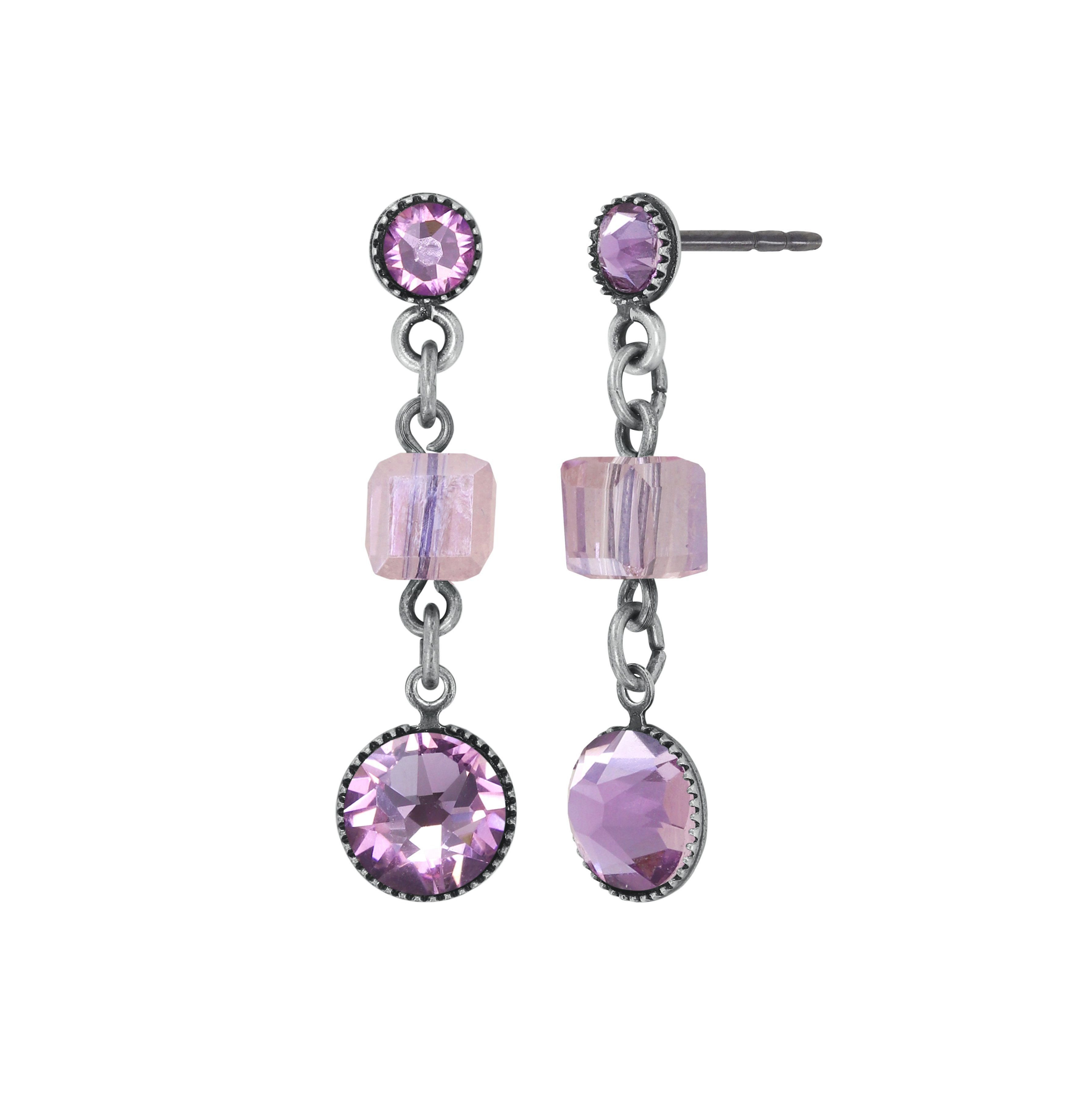 image pour Clou d'oreille pendant Cubes Lila  