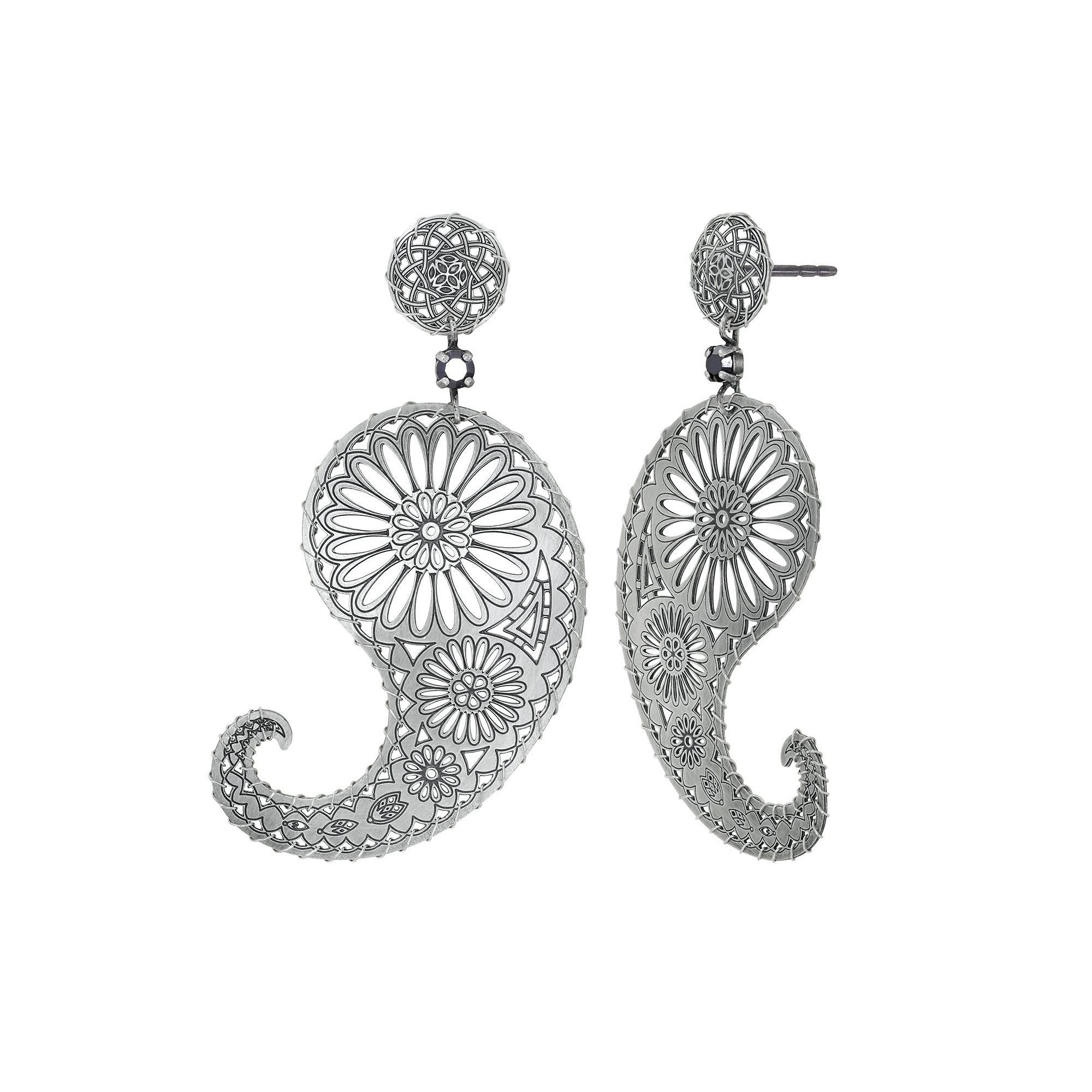 Bild für Ohrstecker baumelnd Paisley Silber  Größe L