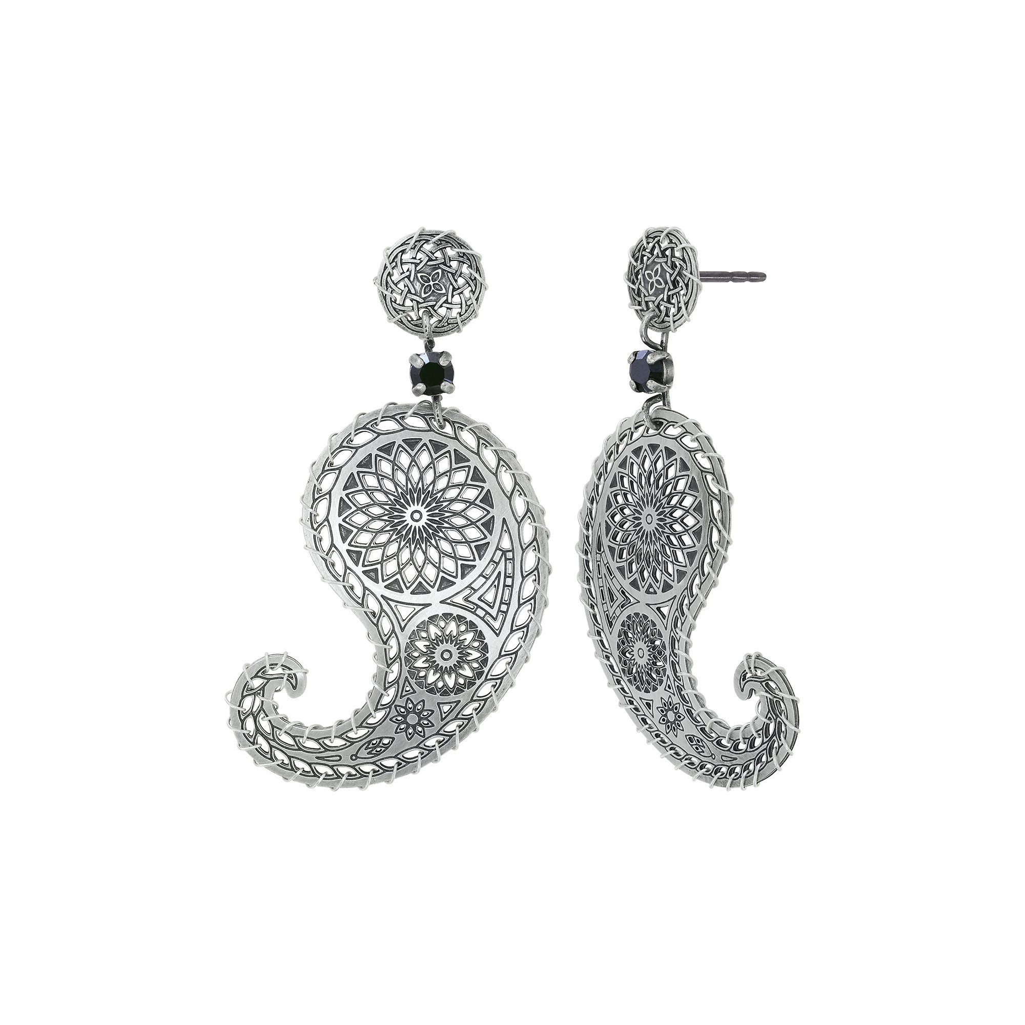image for Earring Stud Dangling Paisley Silver  size M