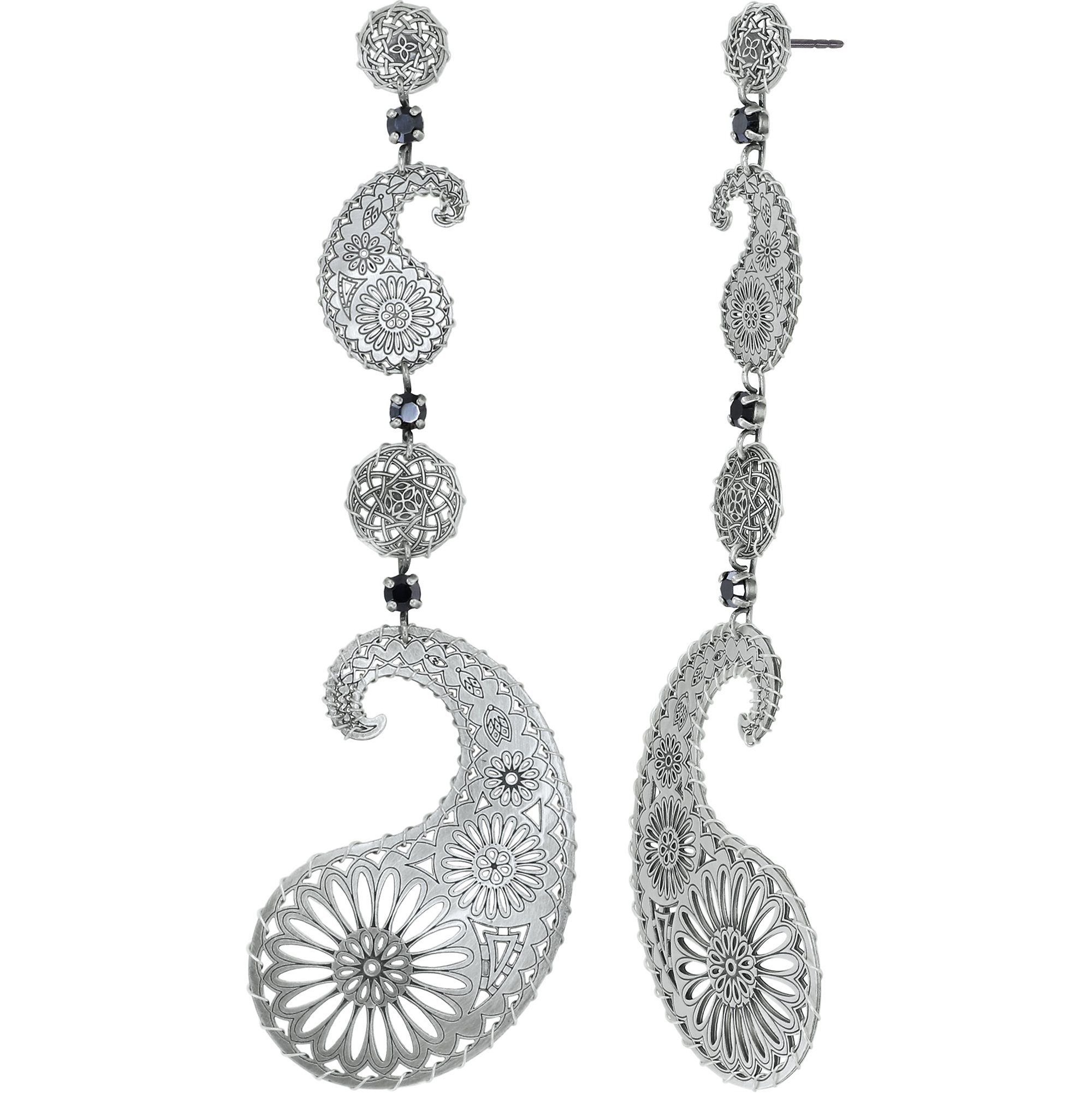 image for Earring Stud Dangling Paisley Silver  size L,S