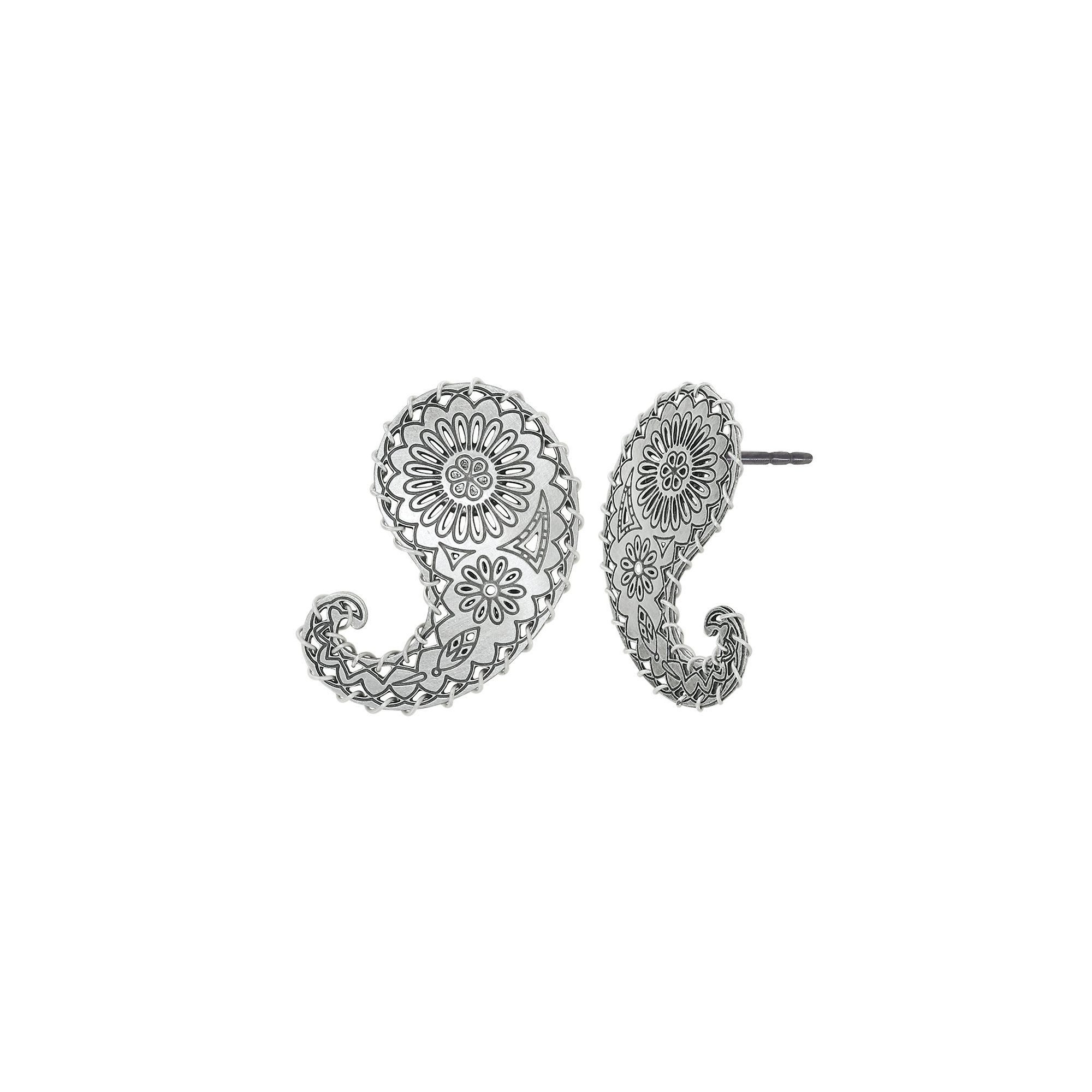 image for Earring Stud Paisley Silver  size S