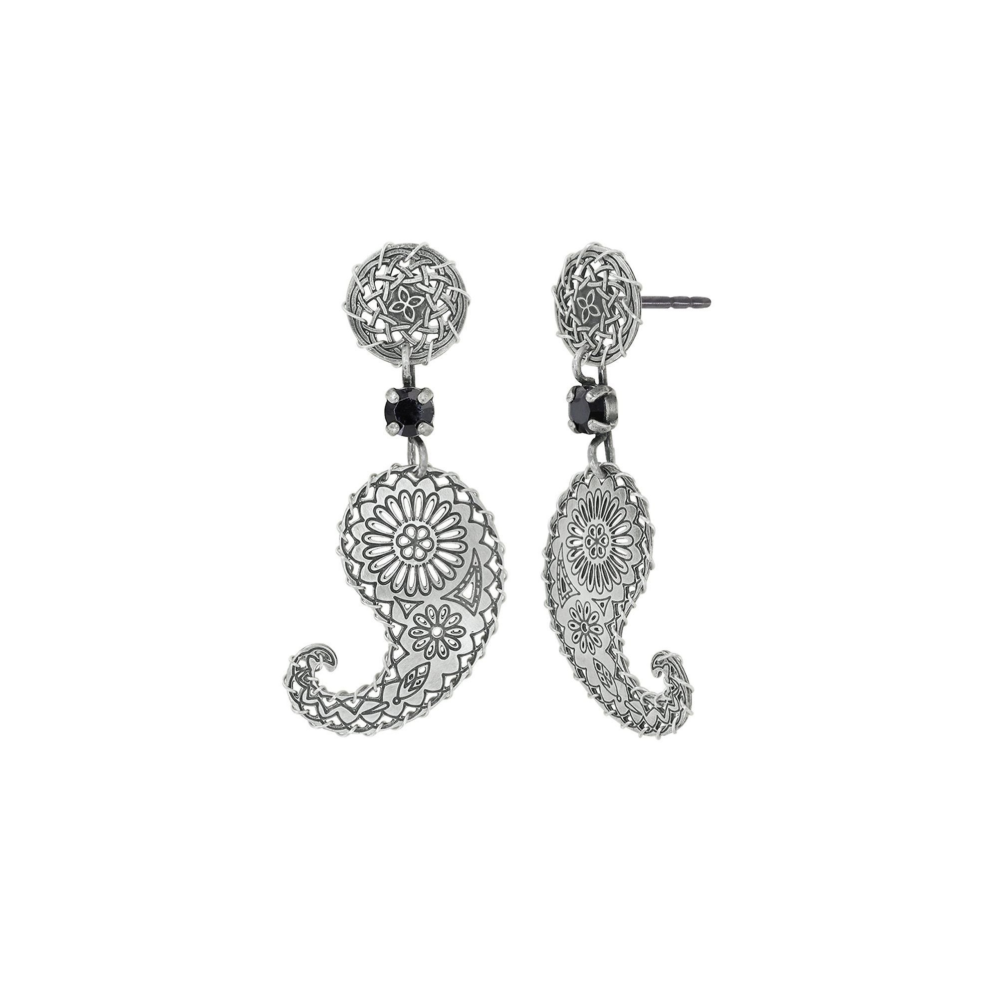 image for Earring Stud Dangling Paisley Silver  size S