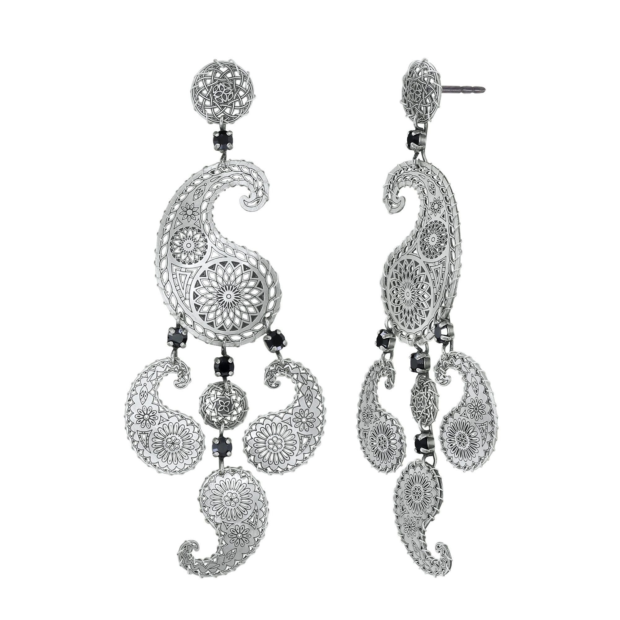 Bild für Ohrstecker baumelnd Paisley Silber  size M,S