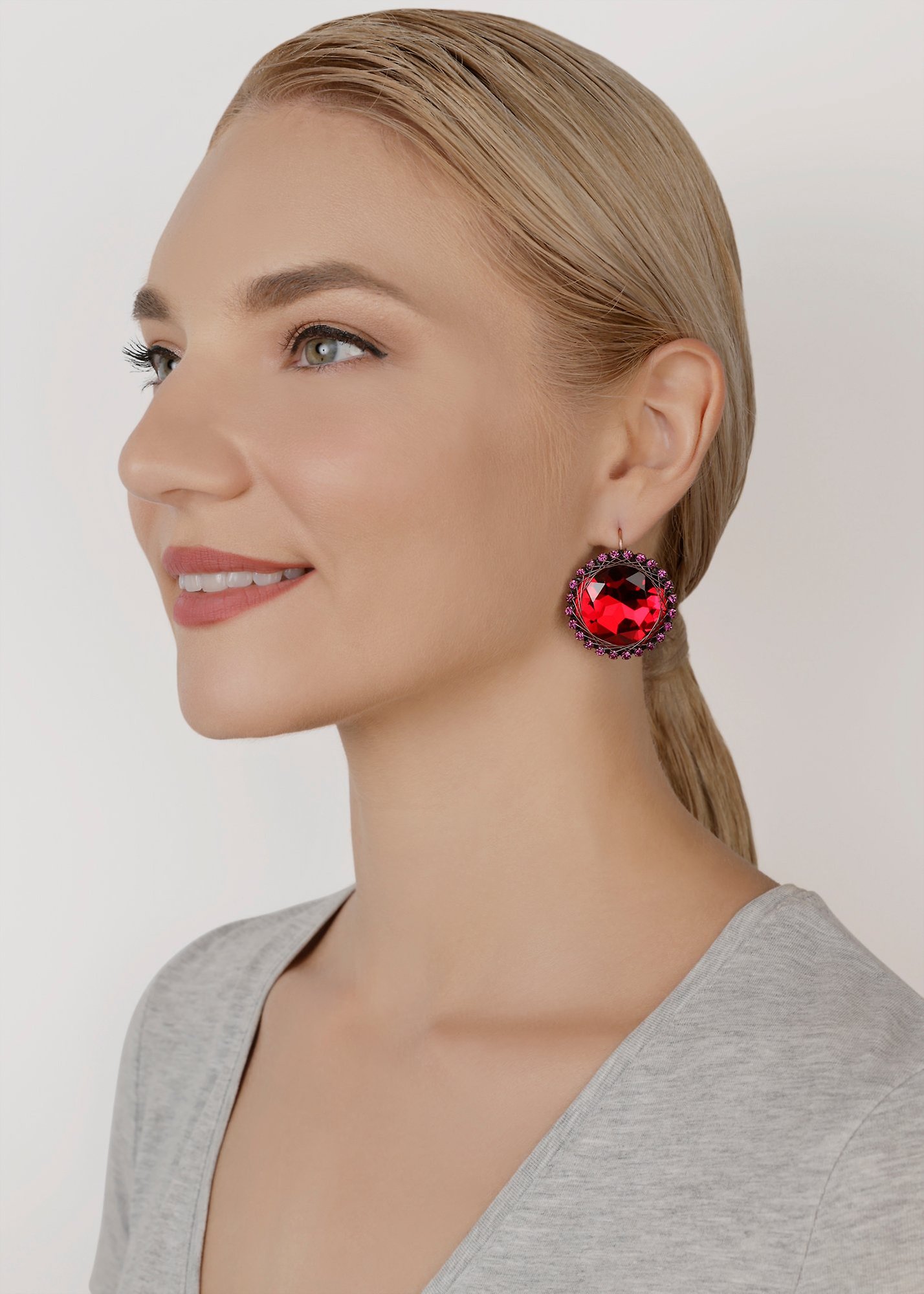 image for Earring Eurowire Gem Royale Red / Dark Rose  size L