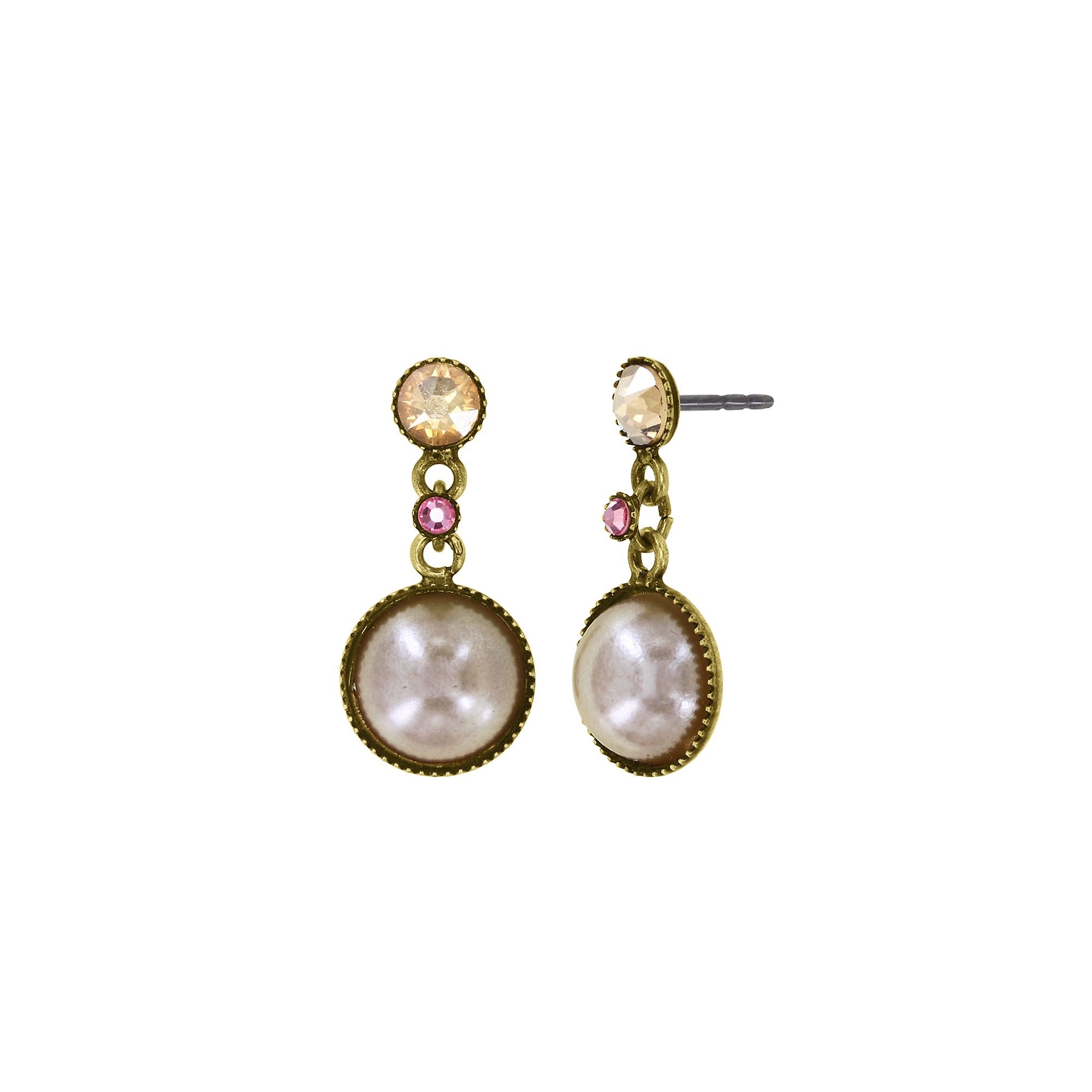 image for Earring Stud Dangling Margarita Beige / Pink  