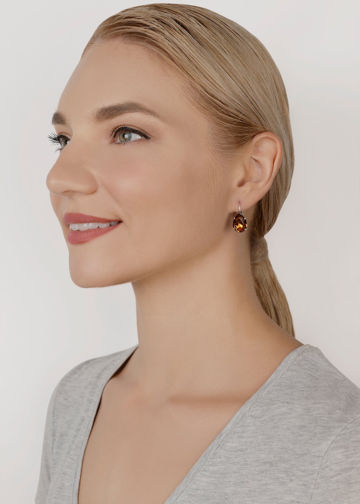 image pour Boucles d'oreilles Eurowire Gothic Parisienne Marron smoked topaz 