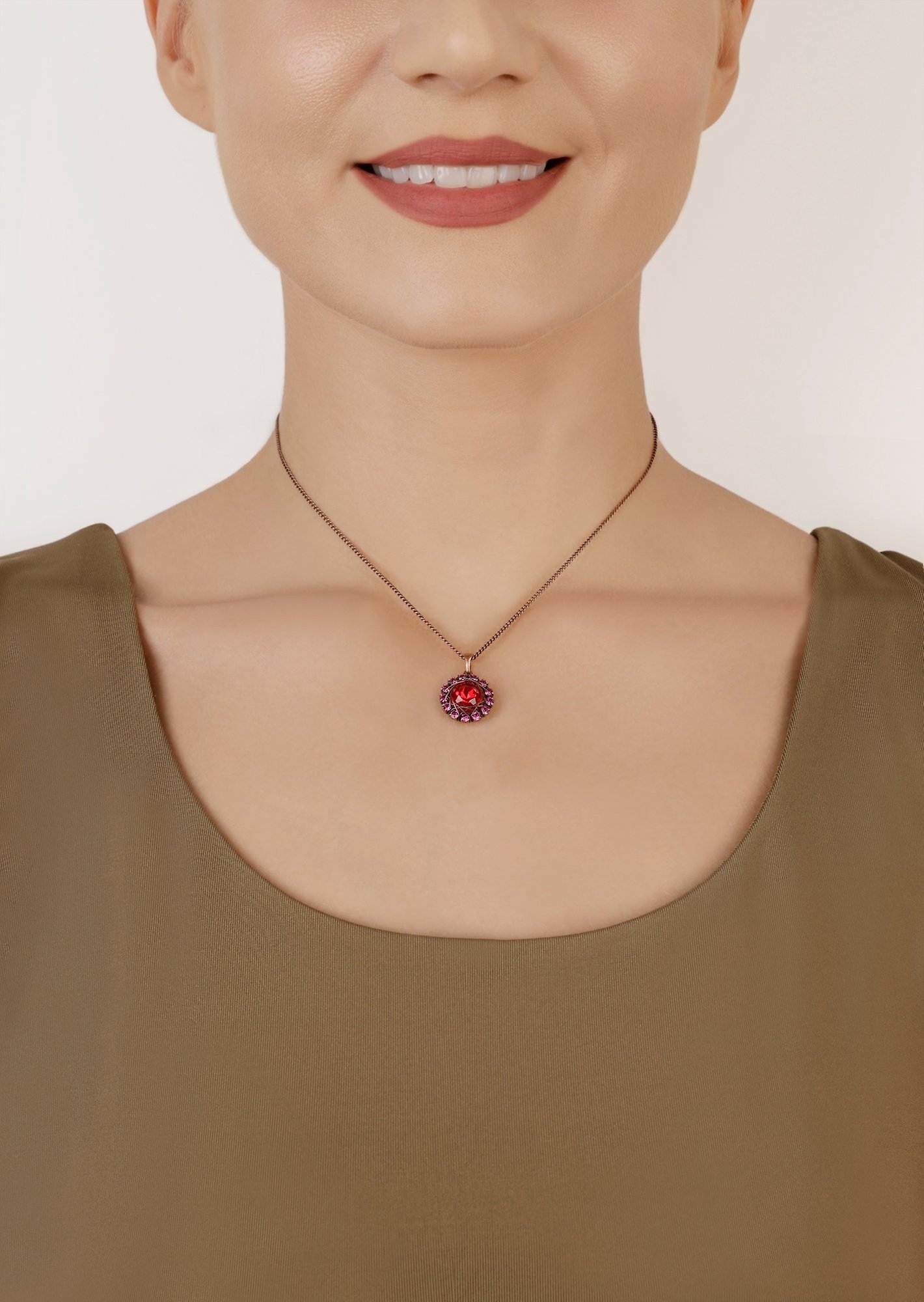 Bild für Halskette mit Anhänger Gem Royale Rot / Dunkelrosa  Größe S