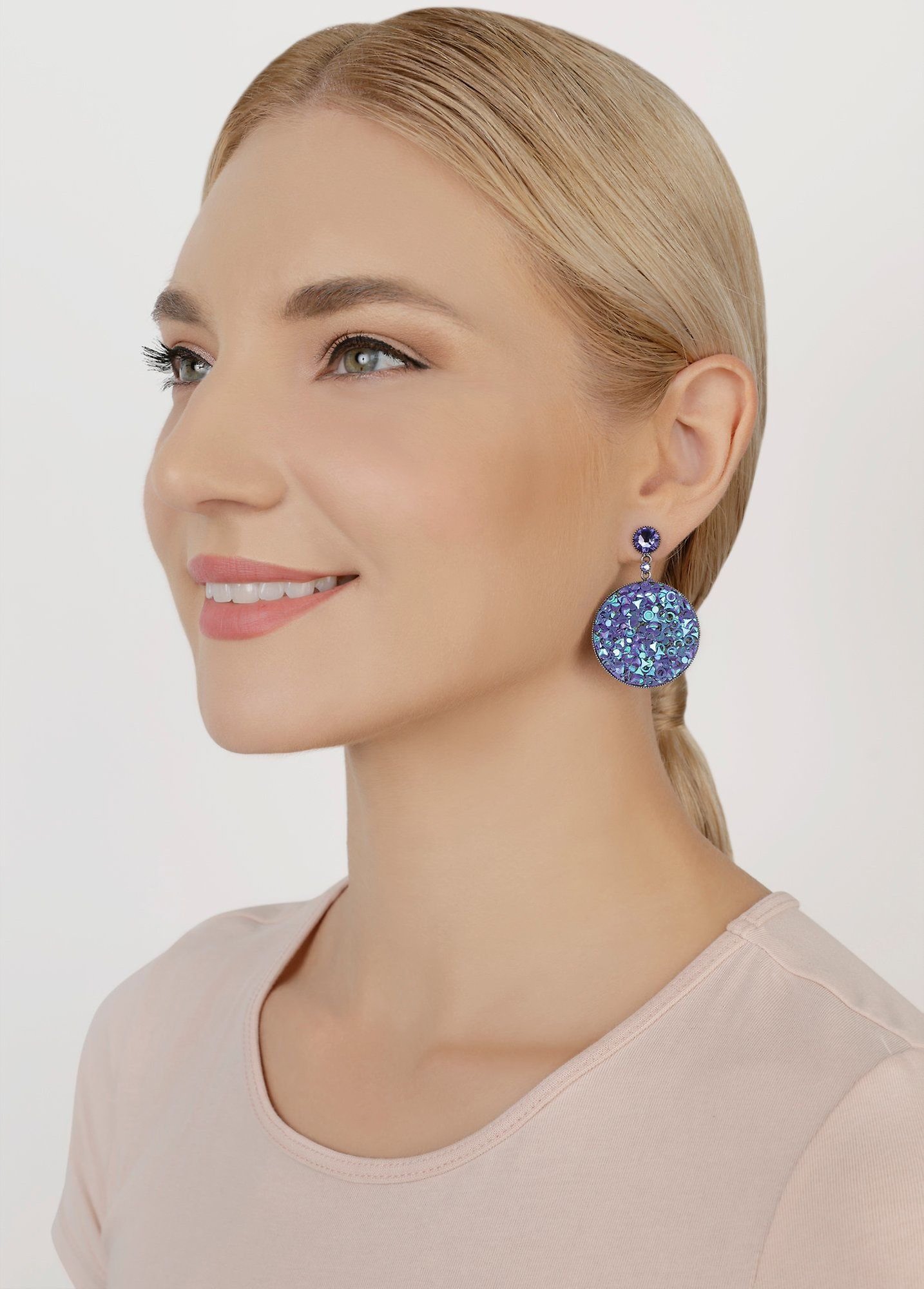 Bild für Ohrstecker baumelnd Studio 54 Blau / Lila  Größe L