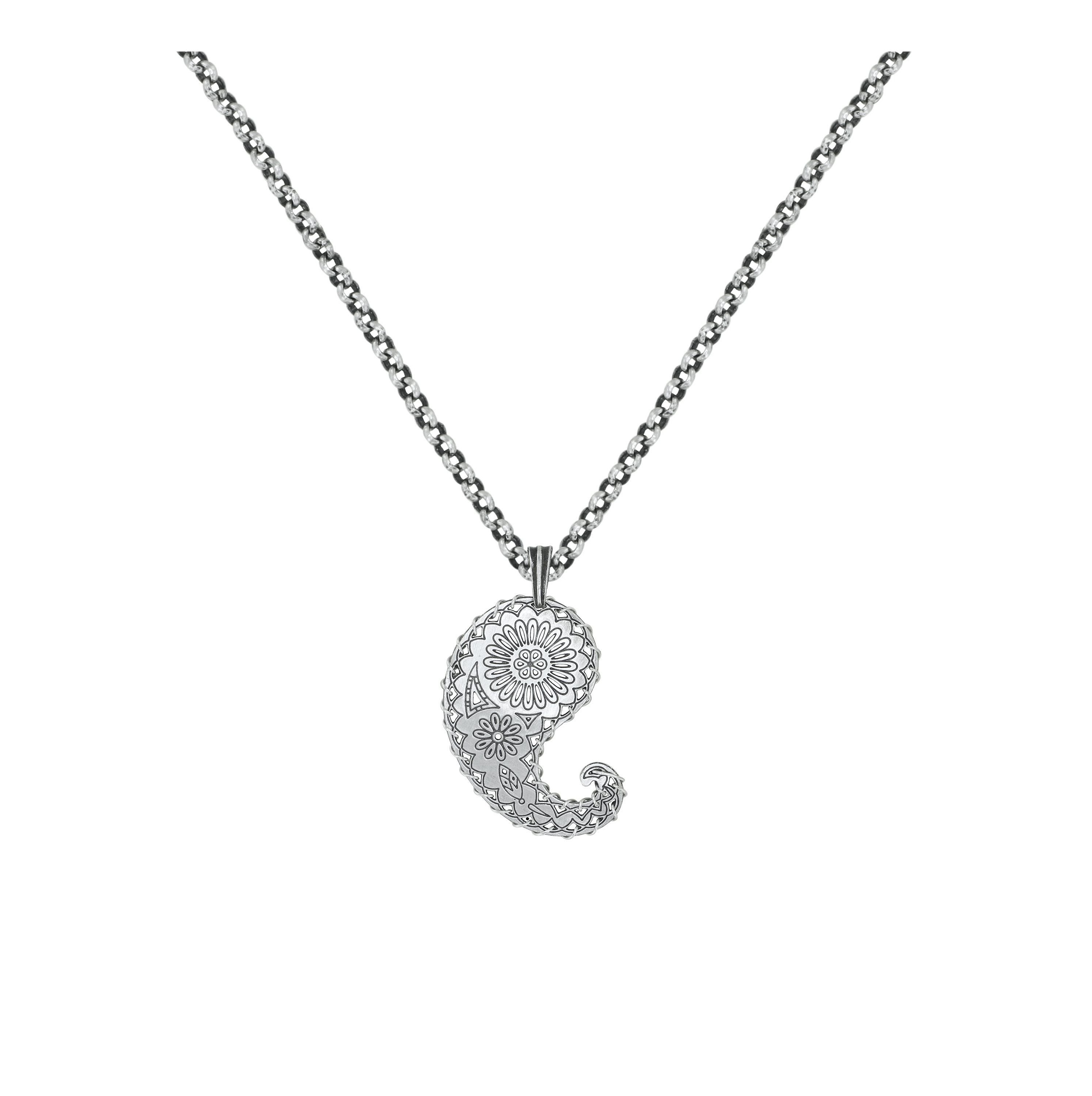 image for Necklace Pendant Paisley Silver  size S