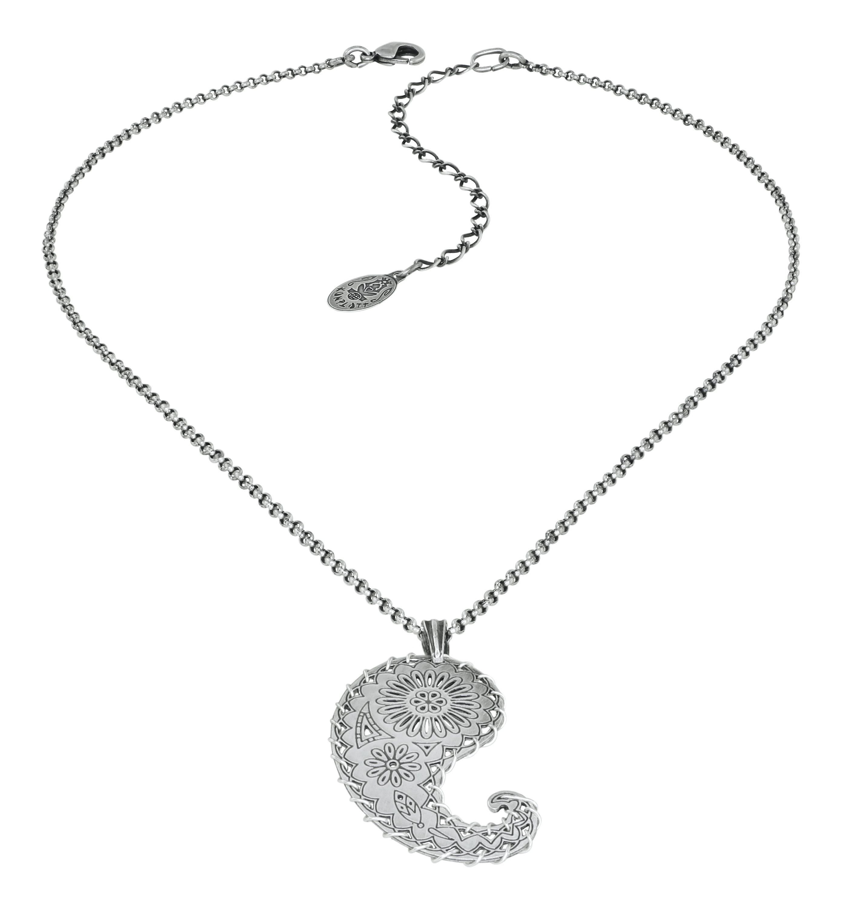 image for Necklace Pendant Paisley Silver  size S