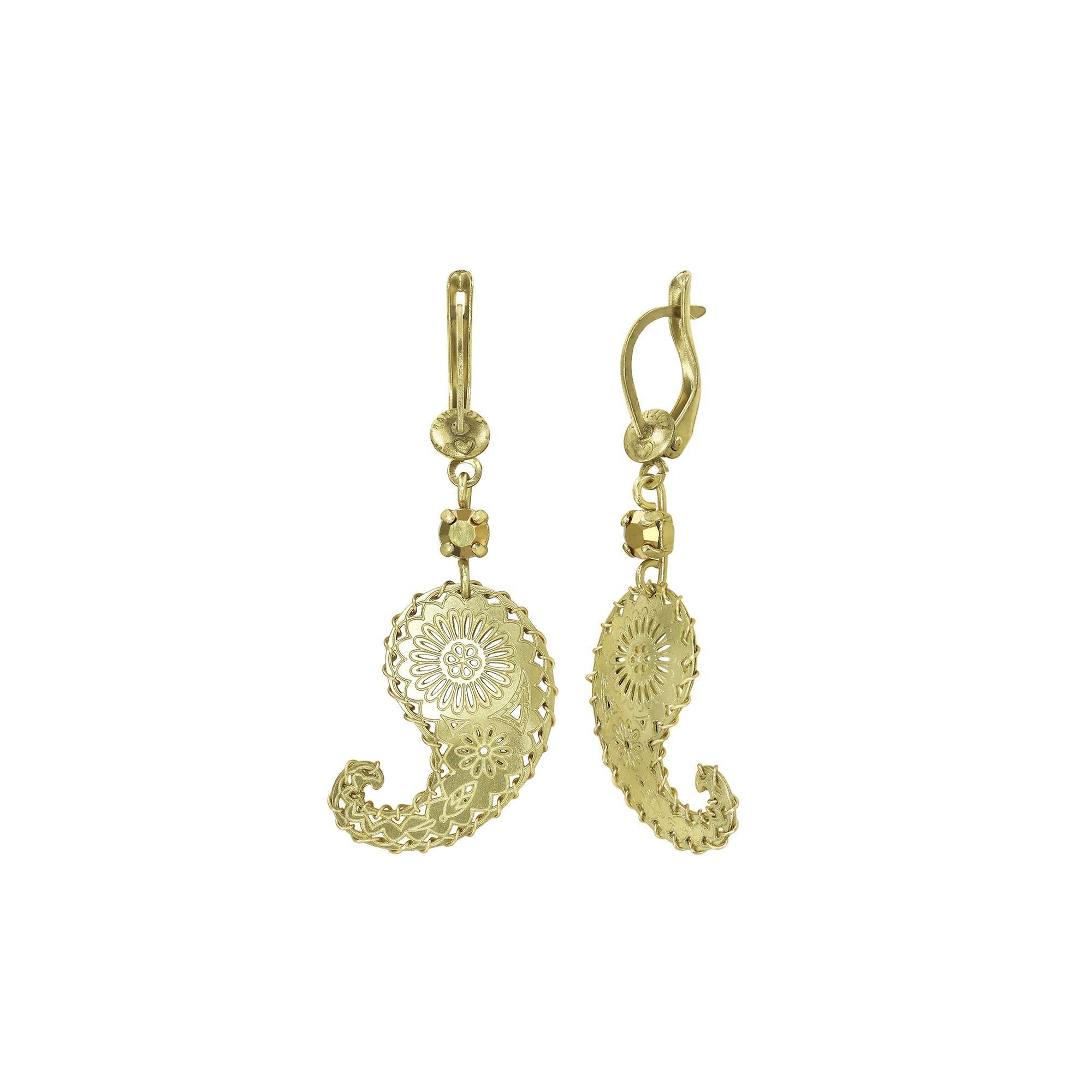 image for Earring Dangling Paisley Brass  size S