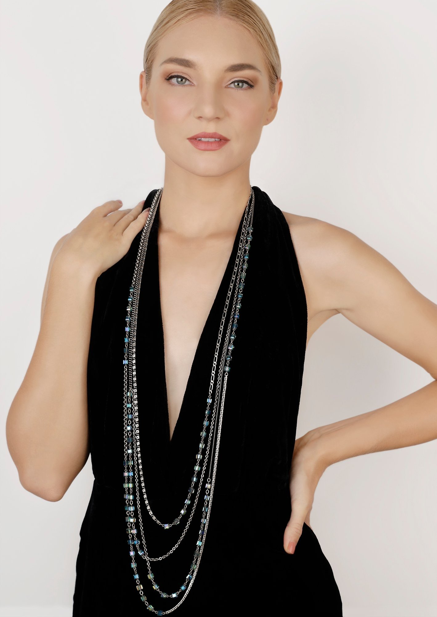 image for Necklace (Long) Cubes Green  