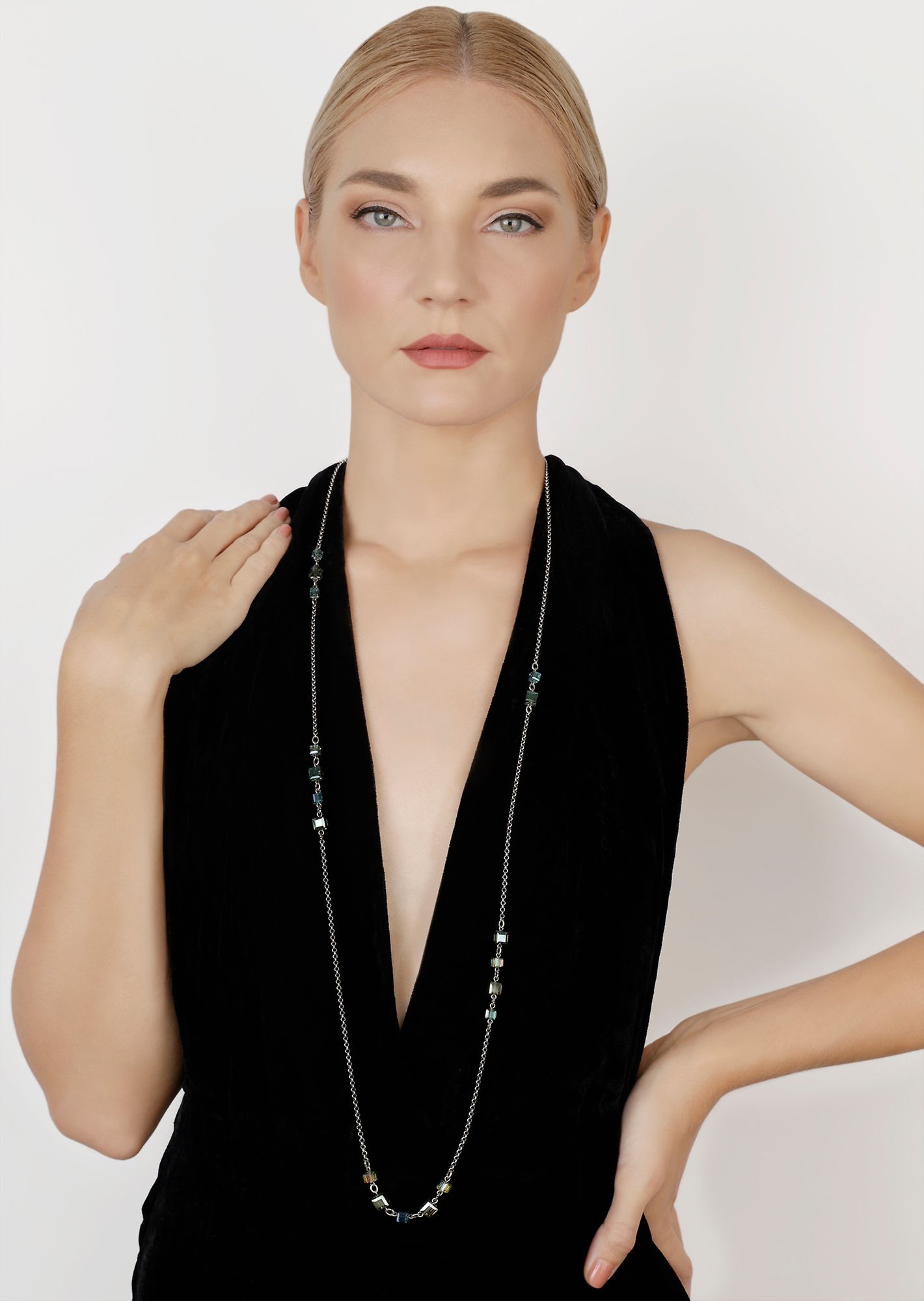 image for Necklace (Long) Cubes Green  