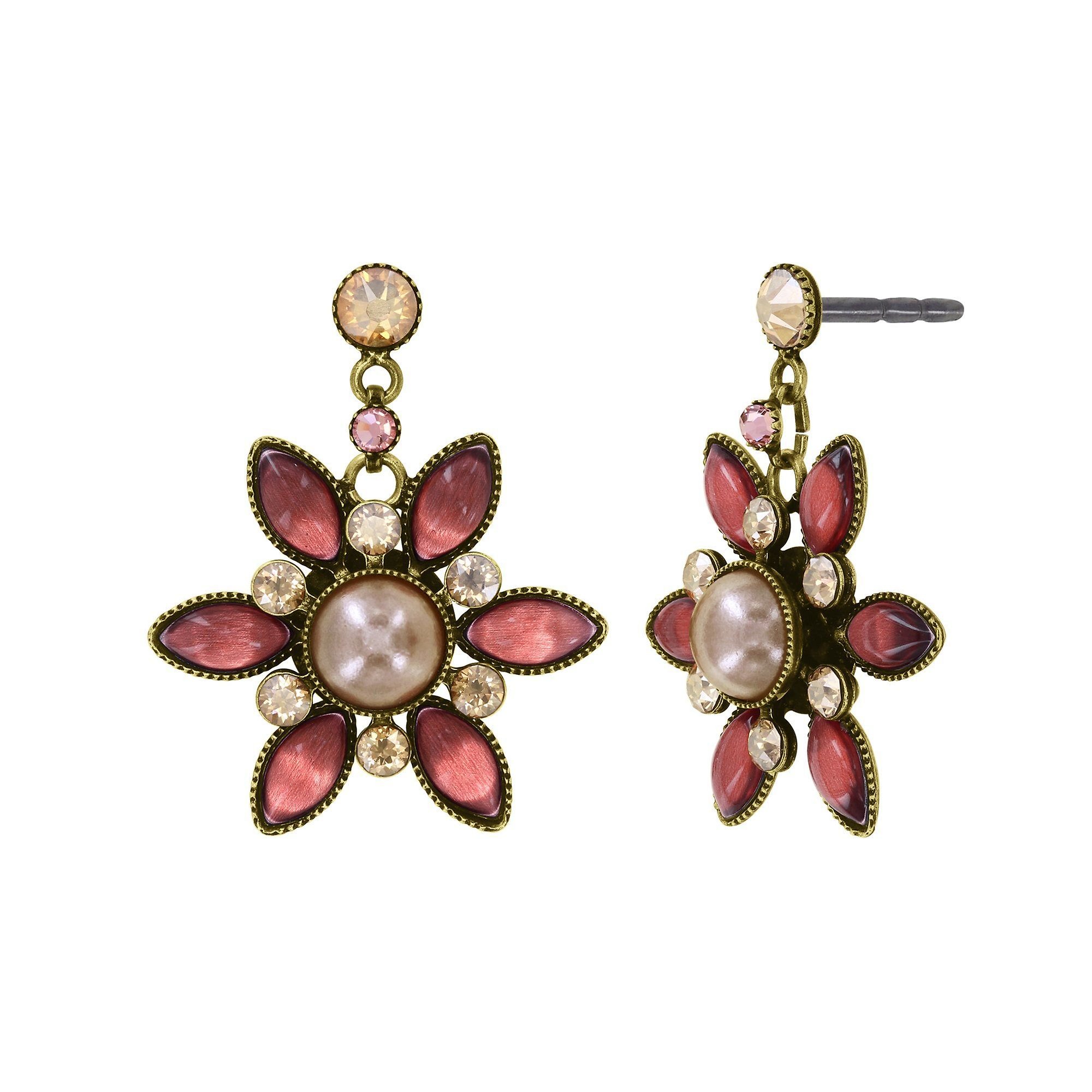 image for Earring Stud Dangling Margarita Beige / Pink  