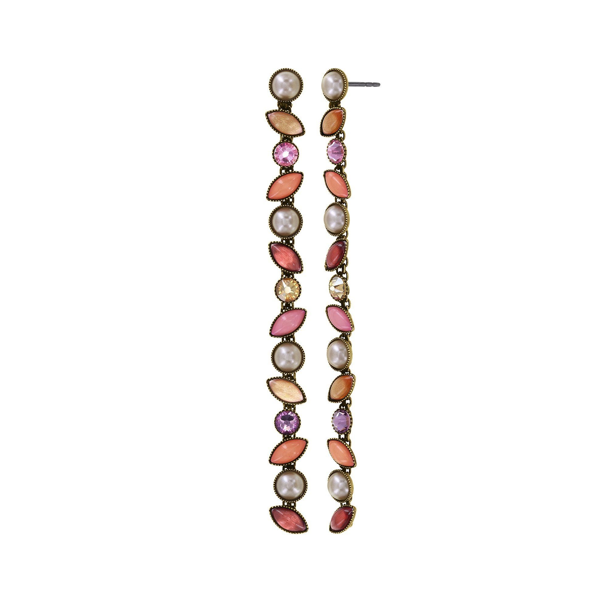 image pour Clou d'oreille pendant Margarita Beige / Rose  