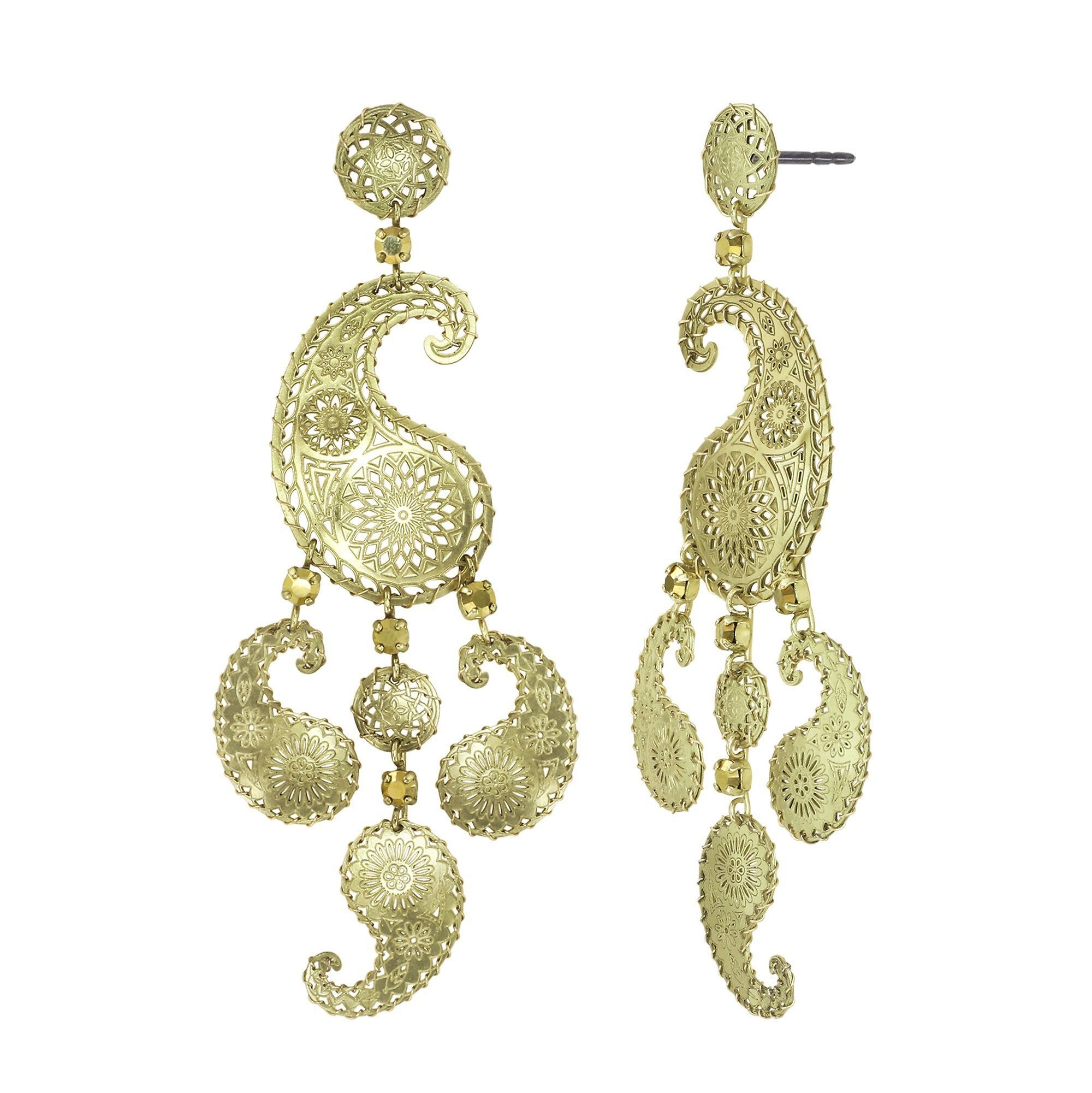 image for Earring Stud Dangling Paisley Brass  size M,S