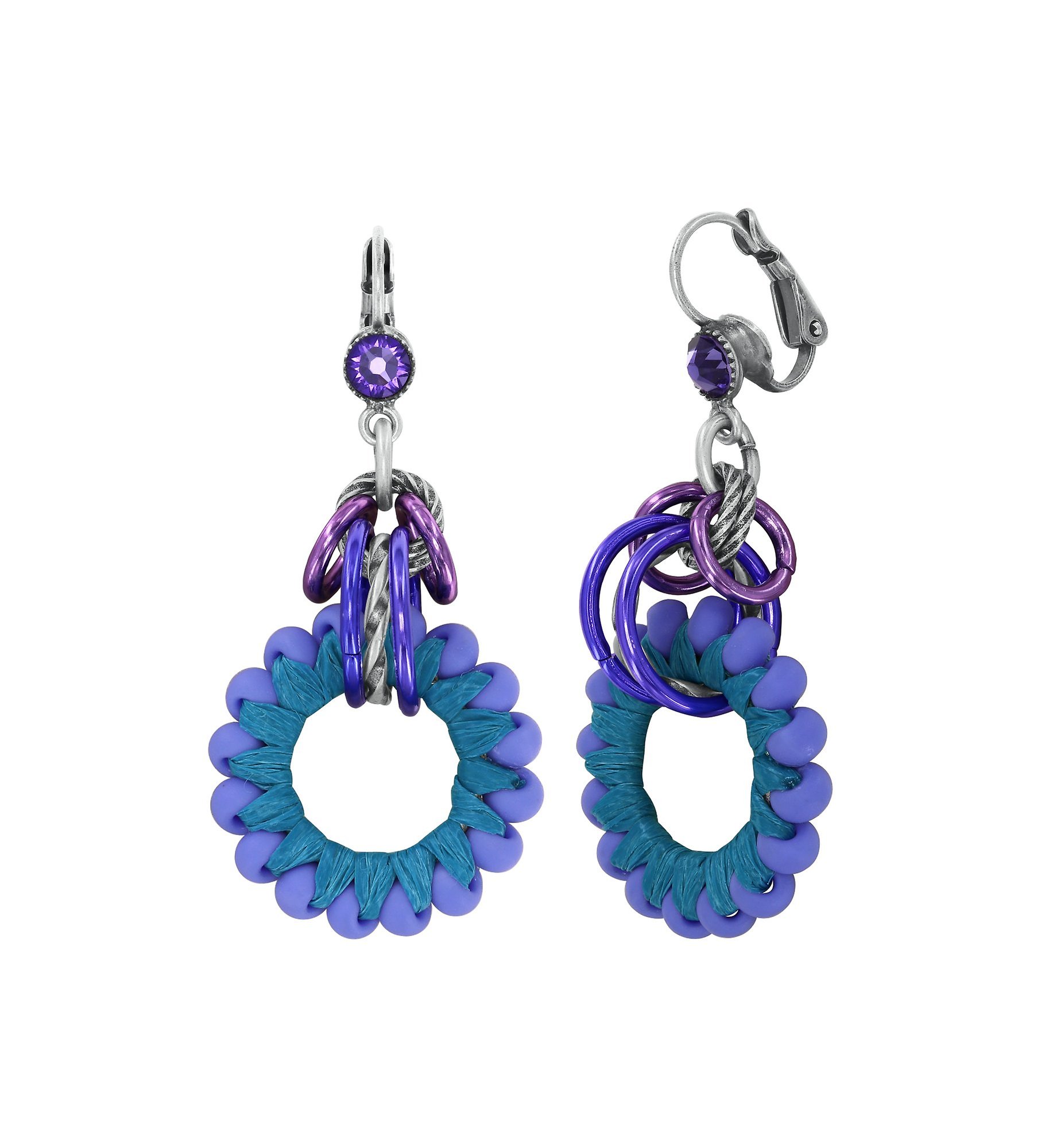 image for Earring eurowire dangling Kaleidotropical Blue  