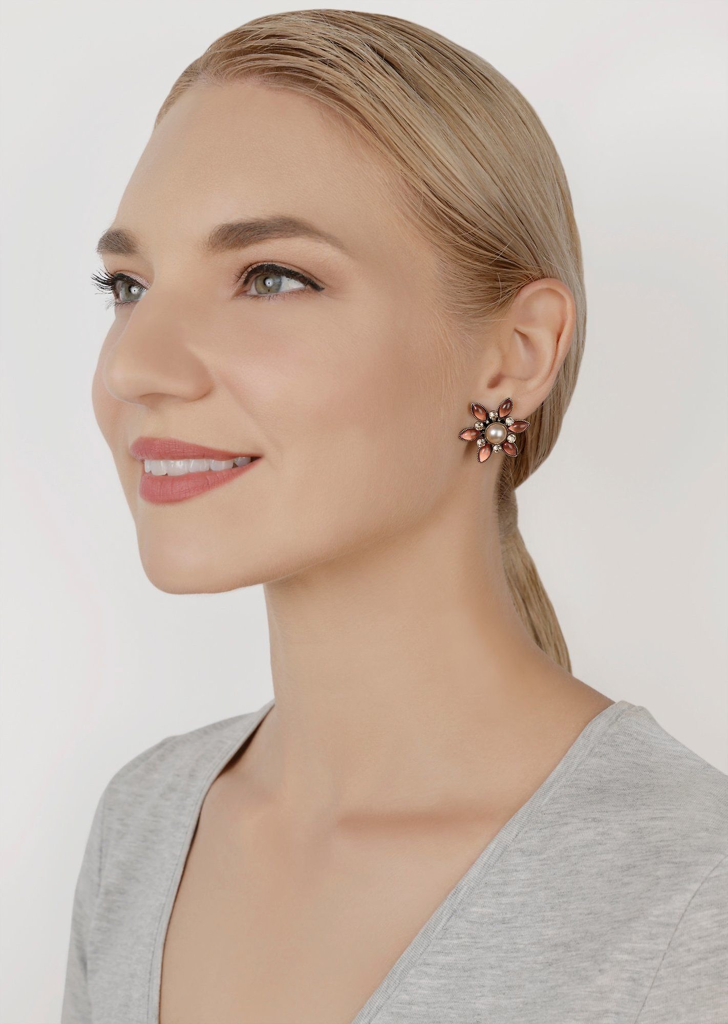 Bild für Ohrstecker Margarita Beige / Pink  