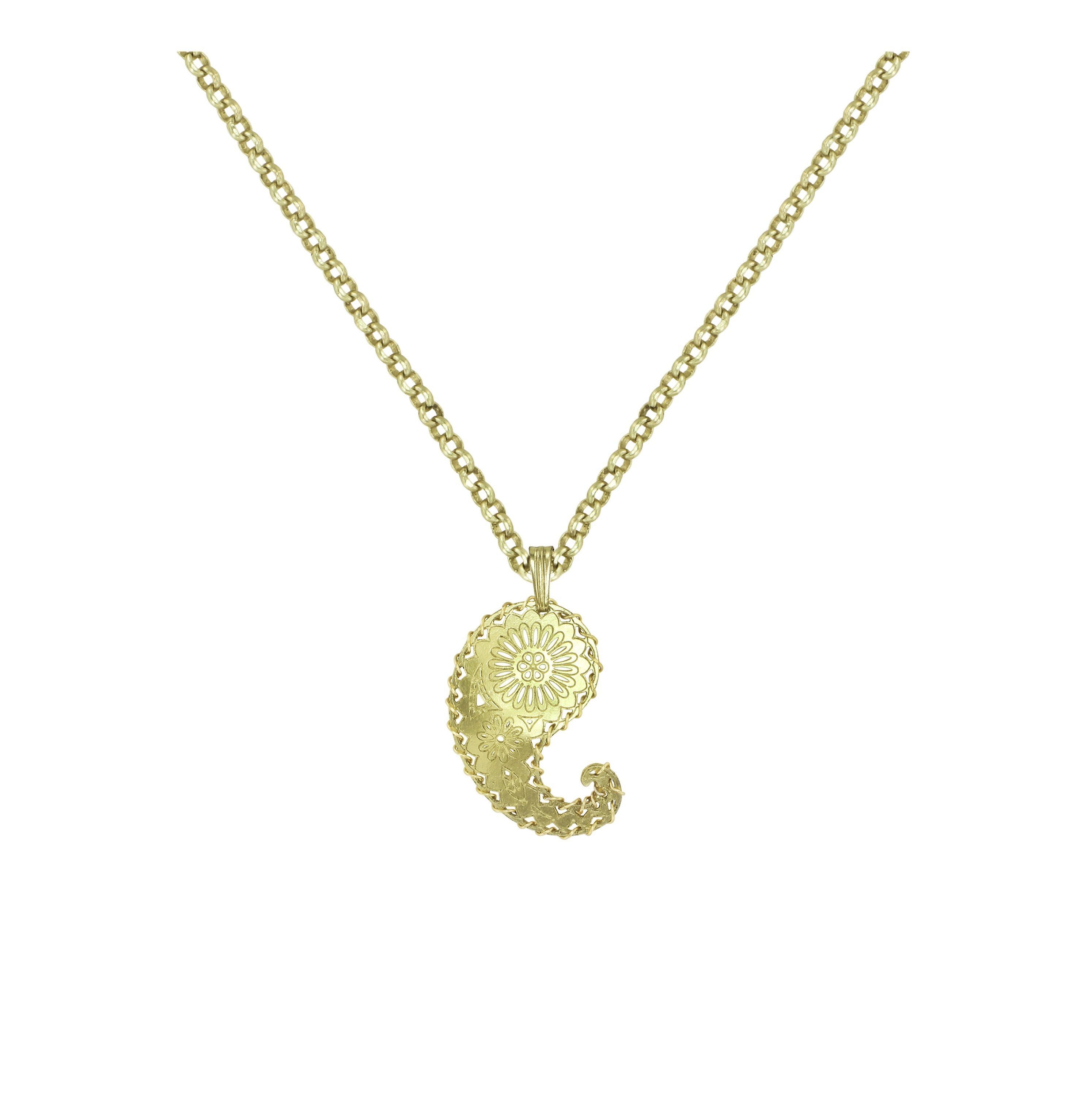 image for Necklace Pendant Paisley Brass  size S