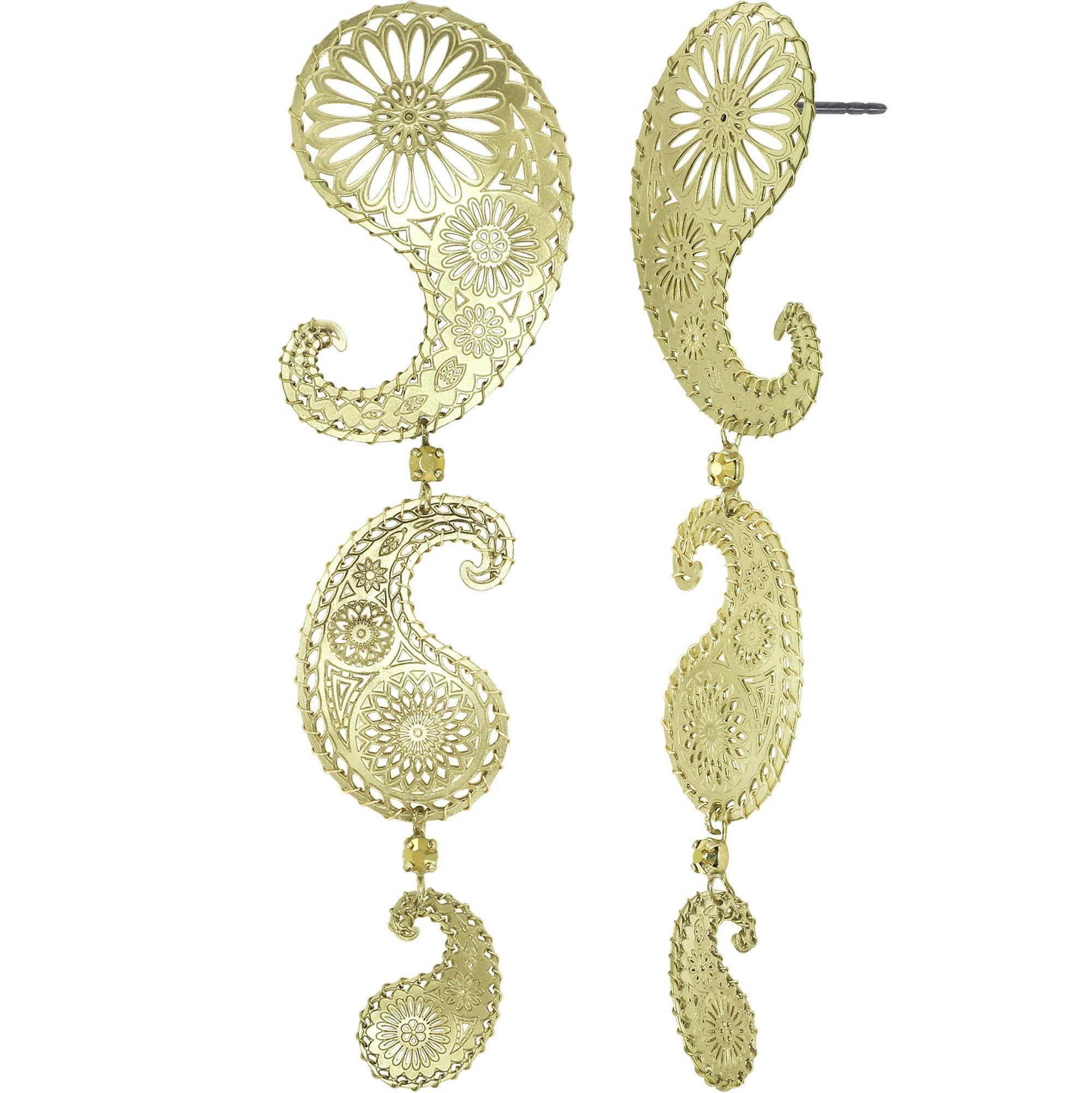 image for Earring Stud Dangling Paisley Brass  size L,M,S