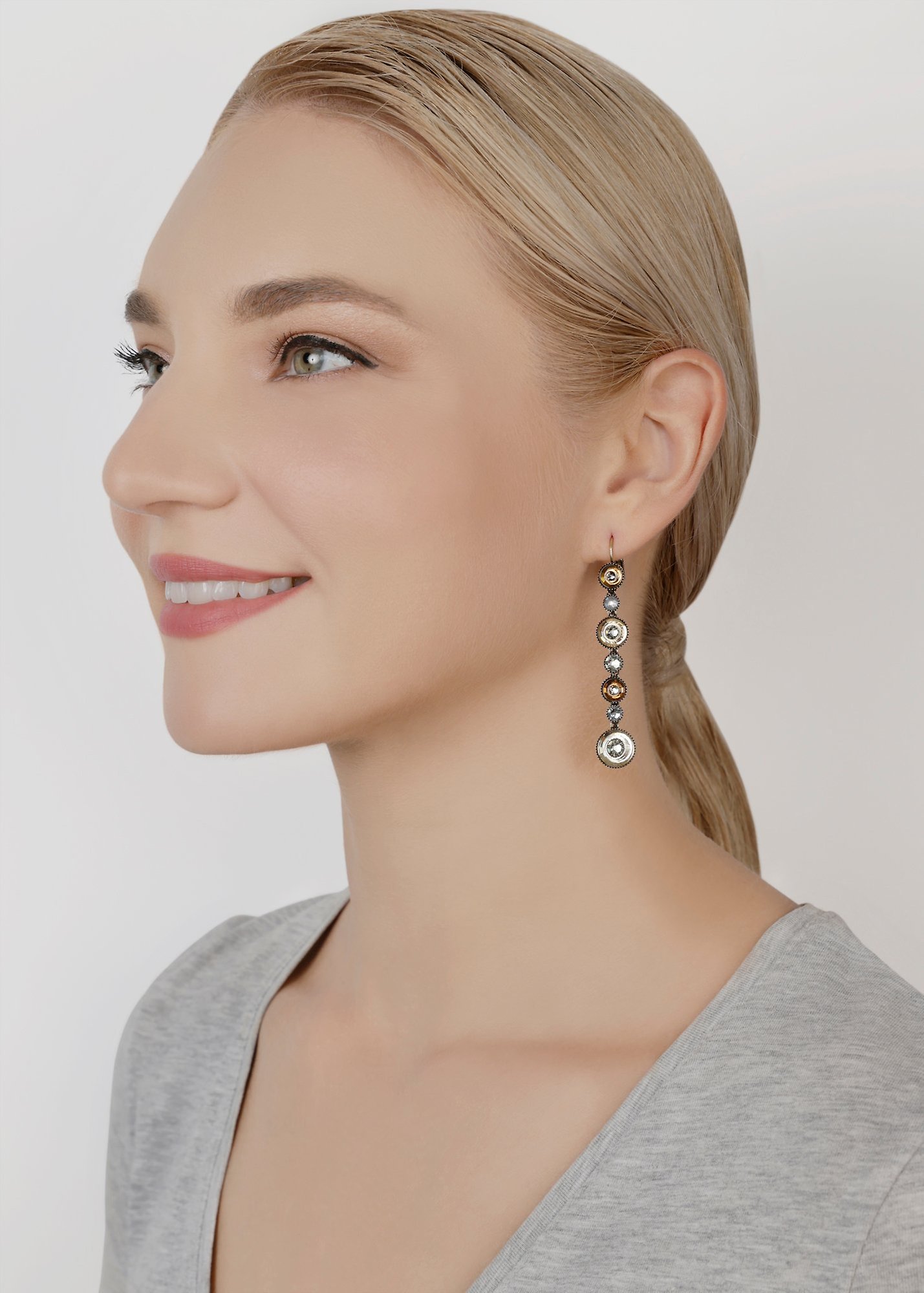 image pour Boucles d'oreilles Eurowire pendantes Donutissima Marron / Gris  