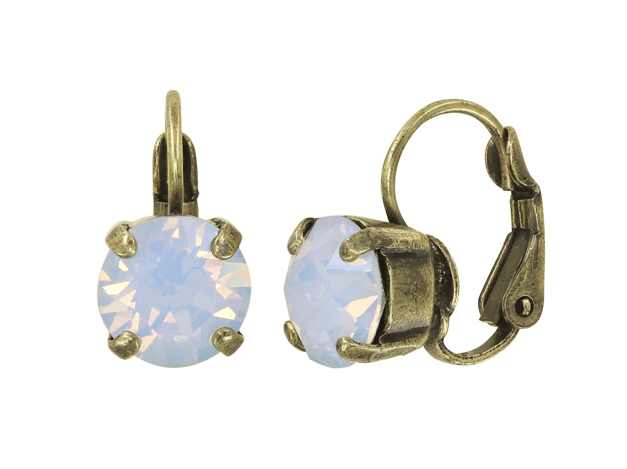 image for Earring Eurowire Black Jack White white opal SS 39