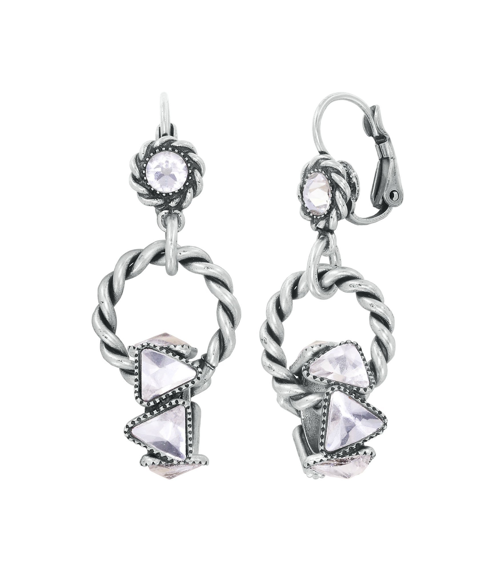 image for Earring Eurowire Dangling Rings & Rhythm Silver  