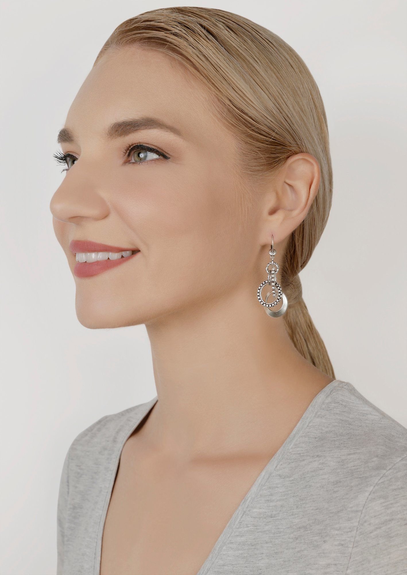 image for Earring Dangling Rings & Rhythm Silver  