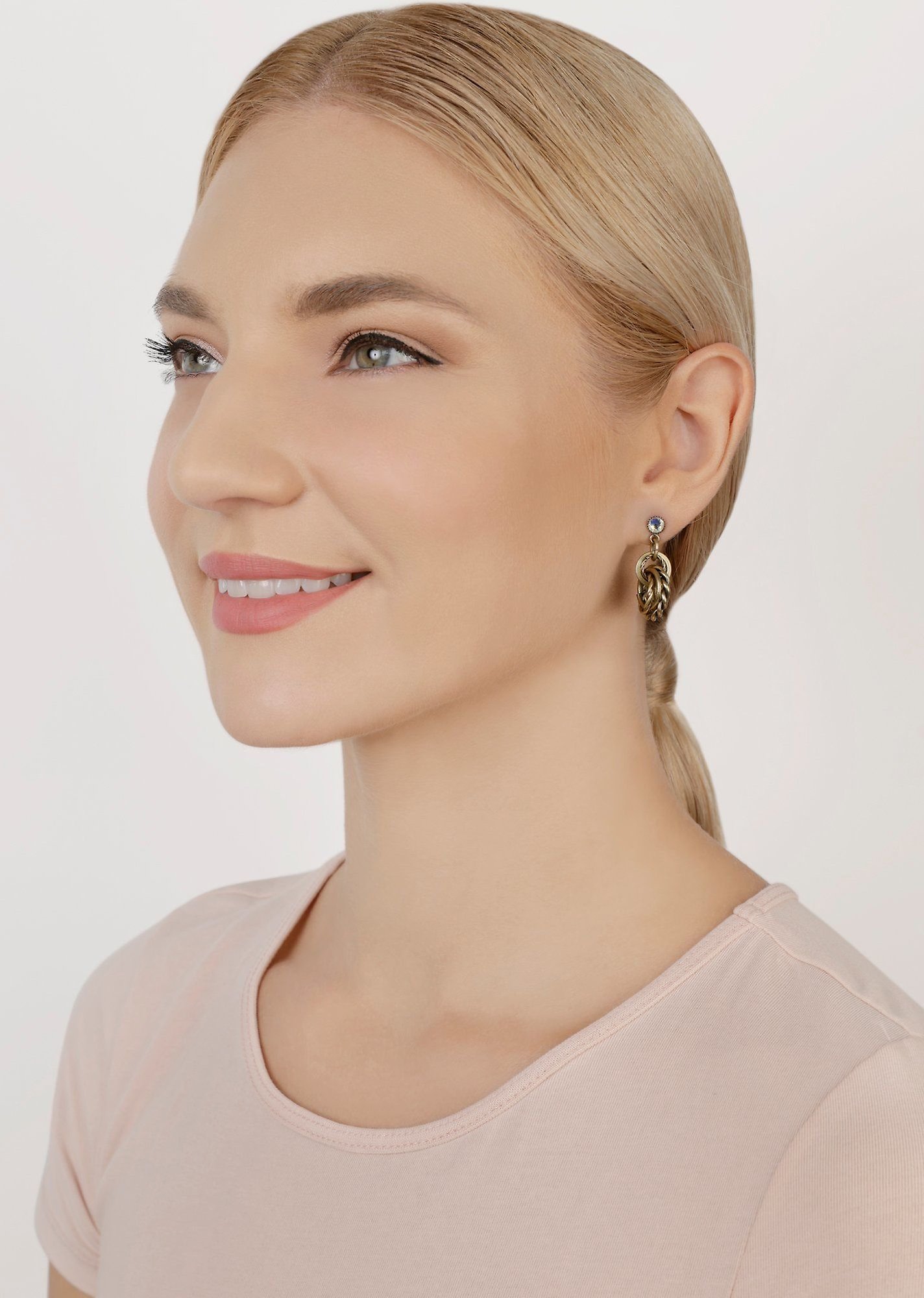 image for Earring Stud Dangling Rings & Rhythm Brass  