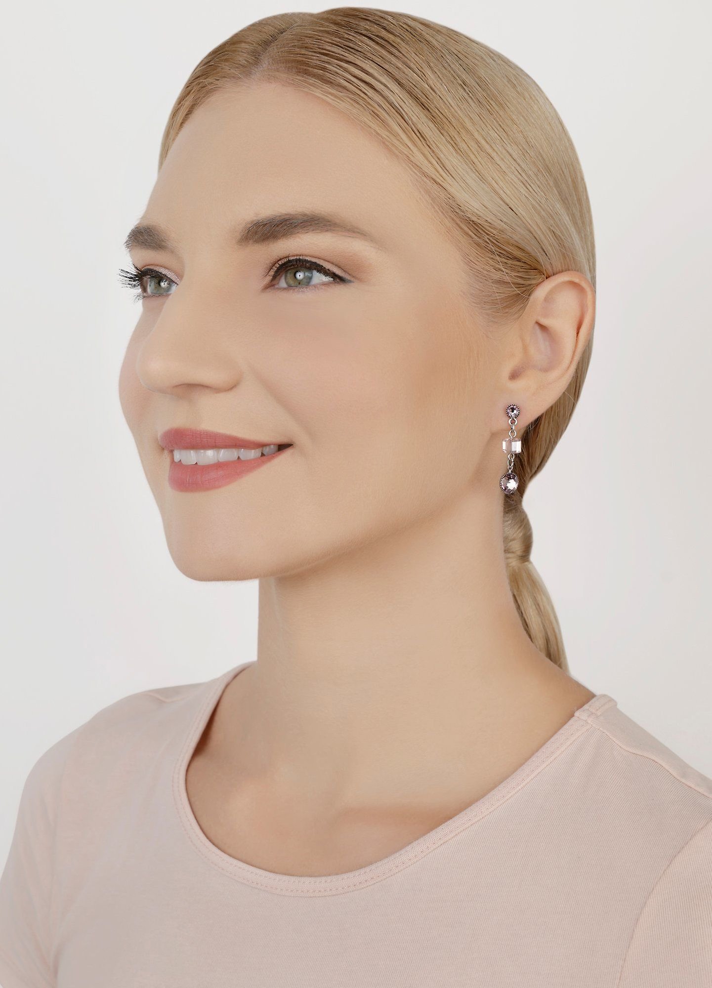 image for Earring stud dangling Cubes Lila  