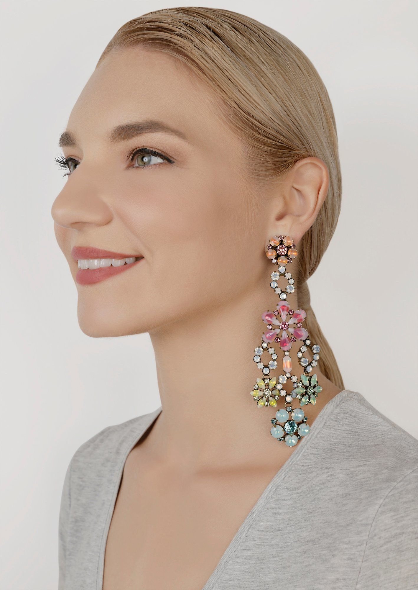 image for Earring Clip Dangling Sabrina Vintage Multi  