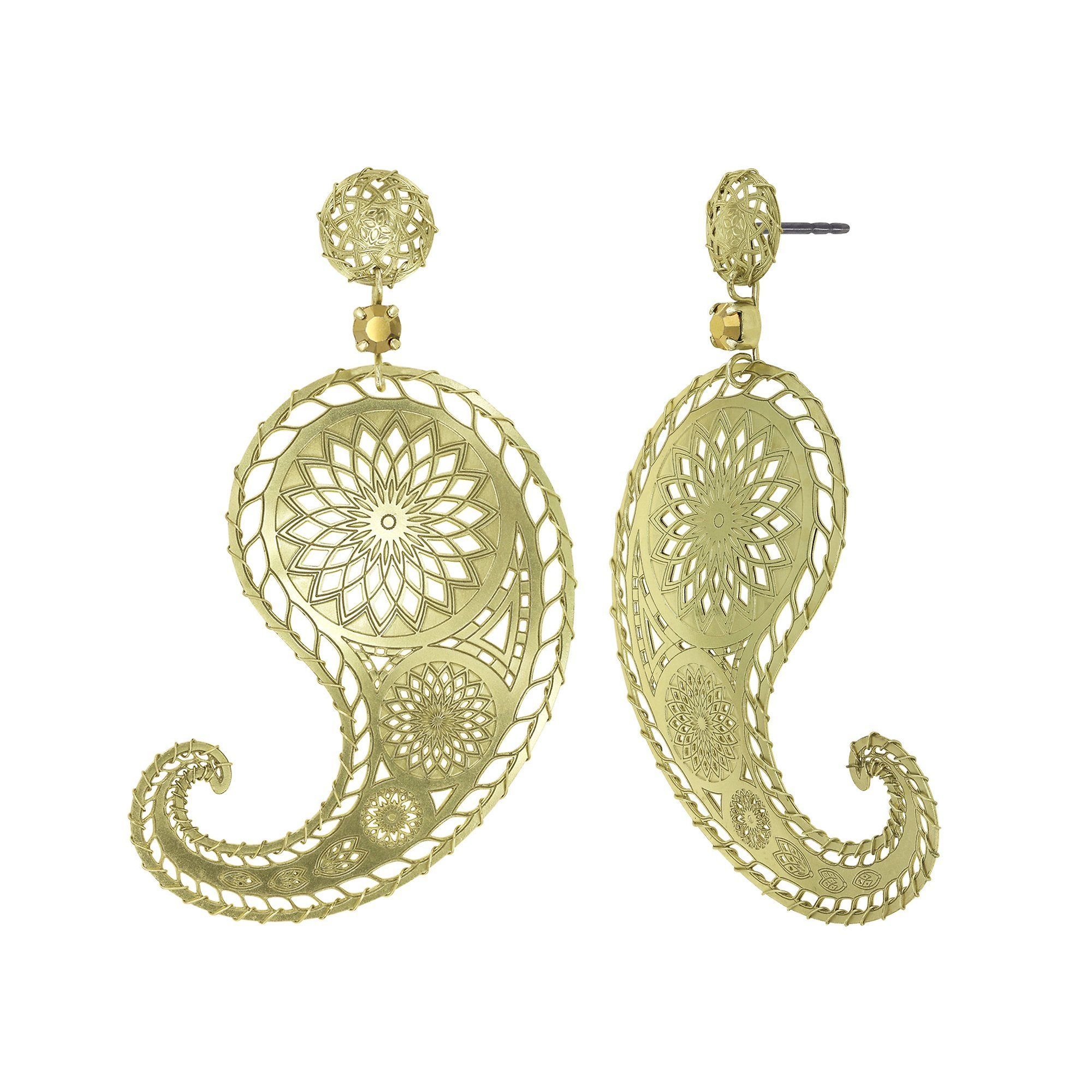 image for Earring Stud Dangling Paisley Brass  size XL