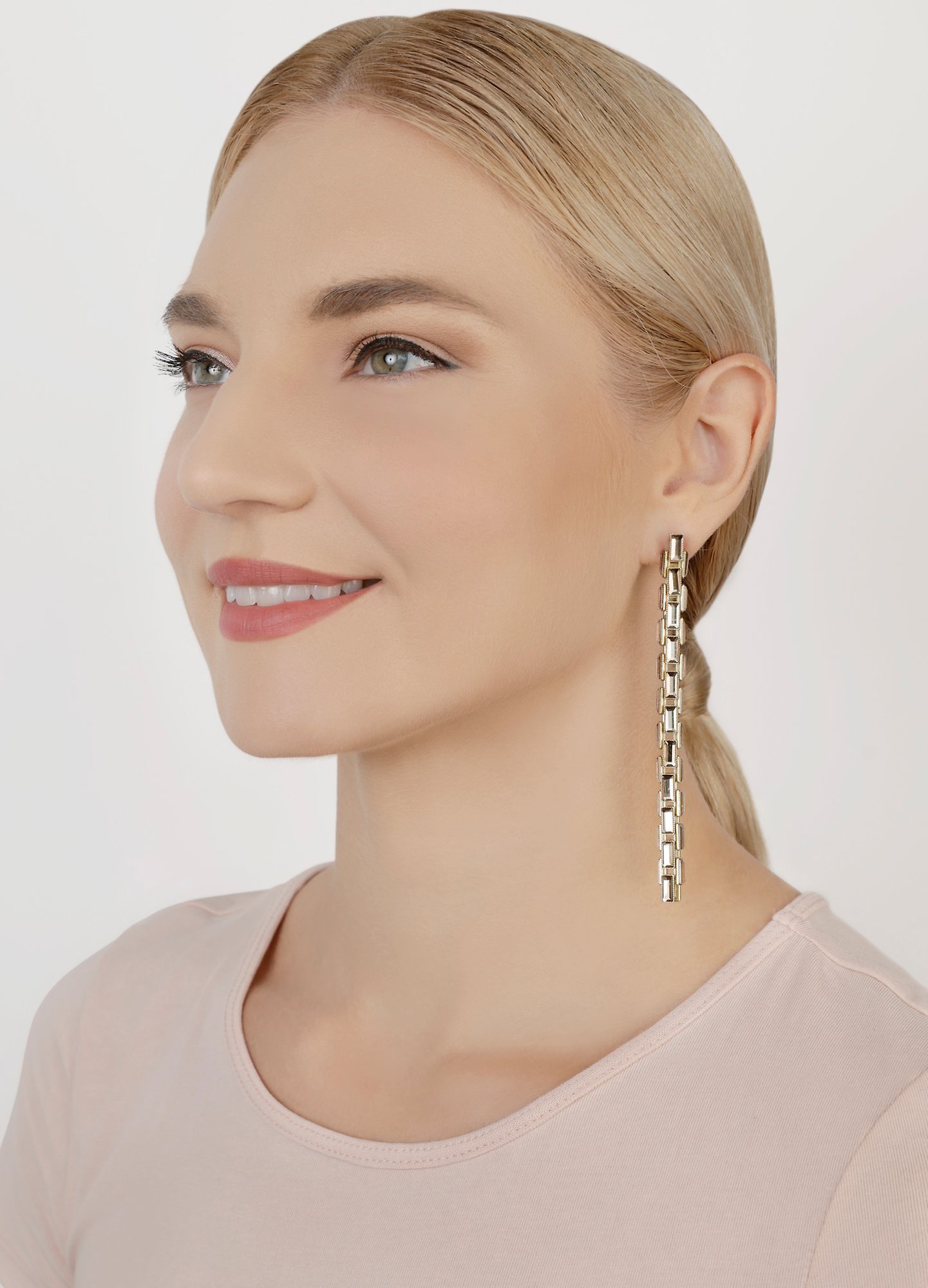 image pour Clou d'oreille pendant Industrial Snake Beige  