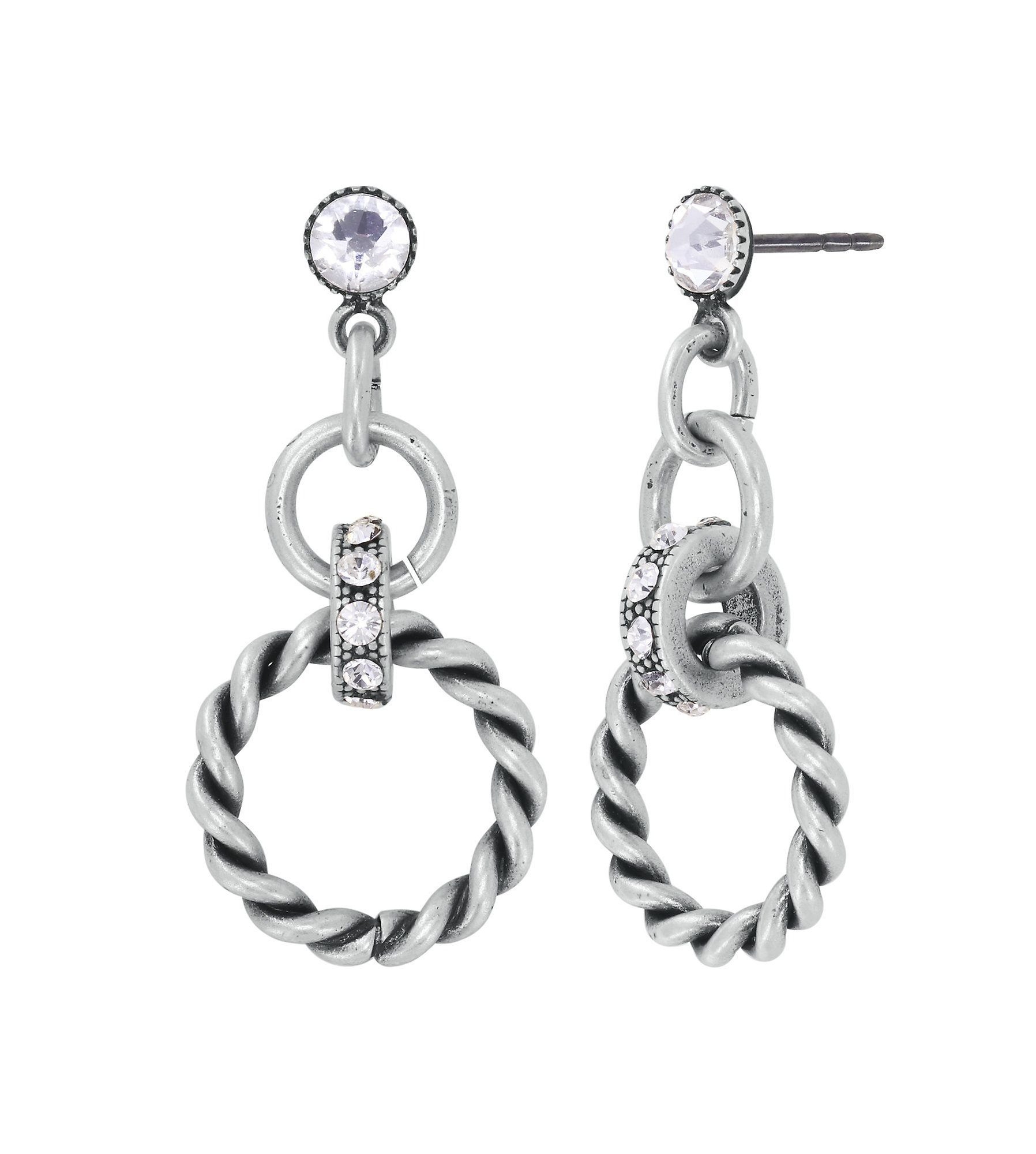 image for Earring Stud Dangling Rings & Rhythm Silver  