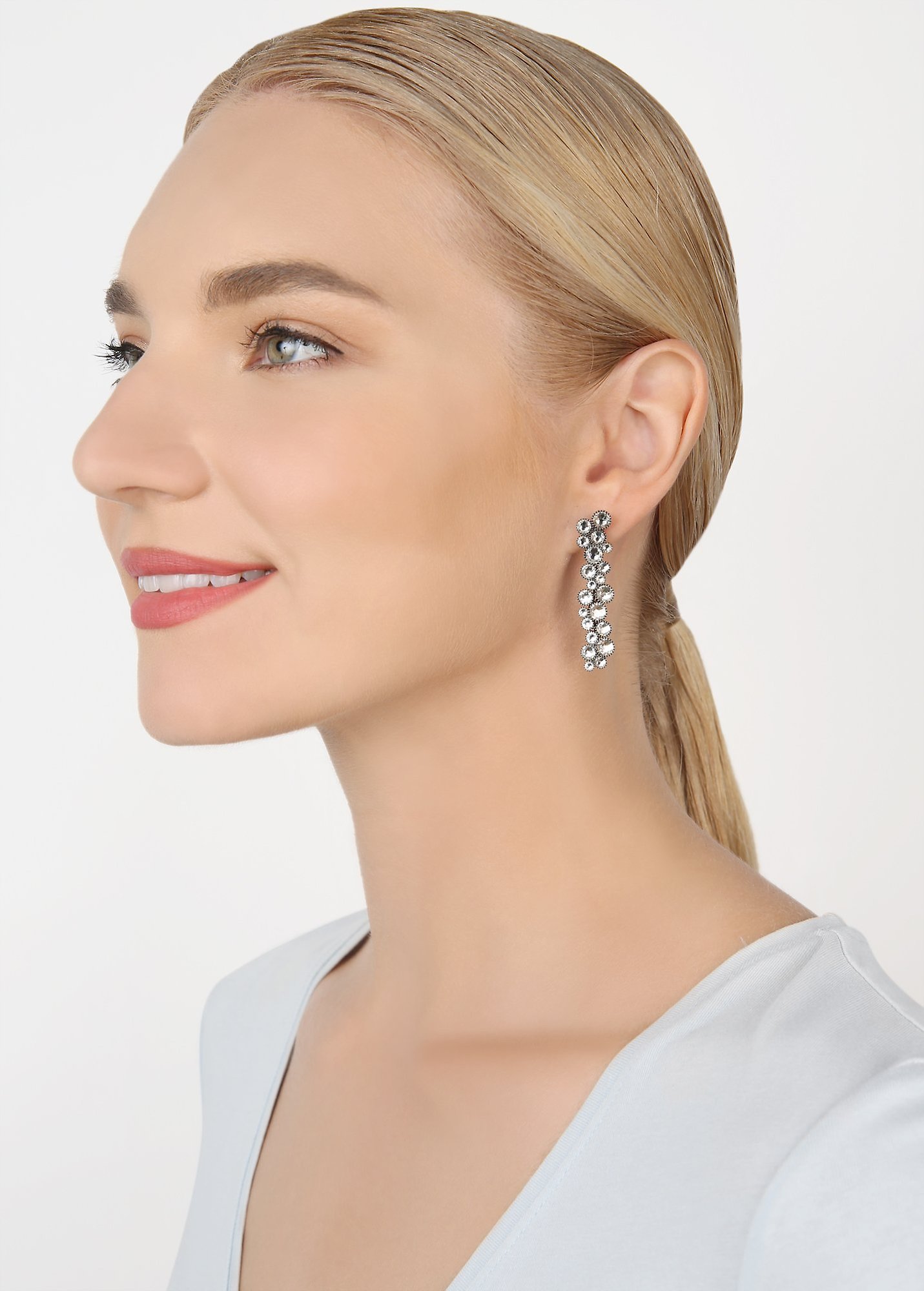 image for Earring Stud Dangling Inside Out White  