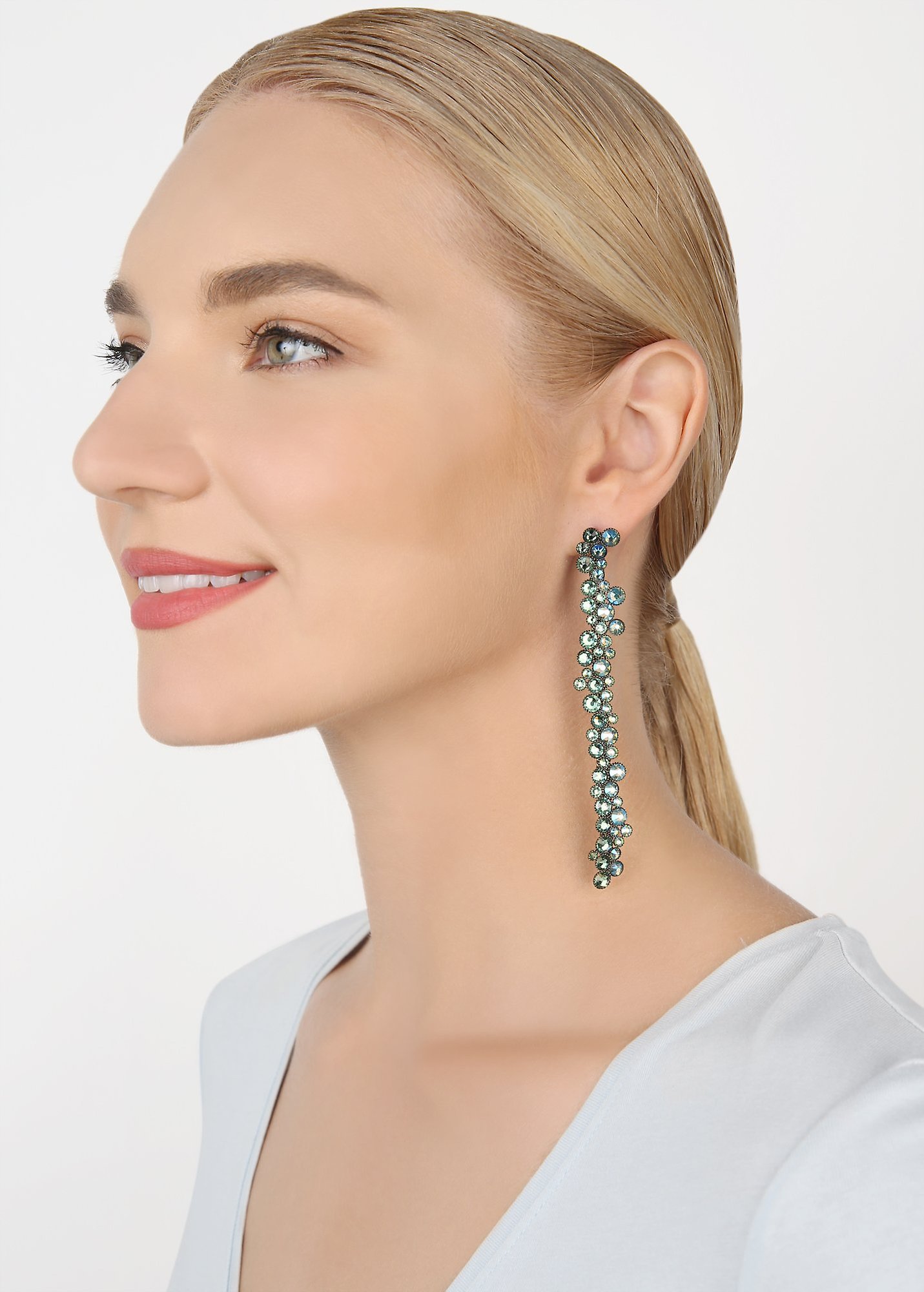 image for Earring stud dangling Inside Out Green  