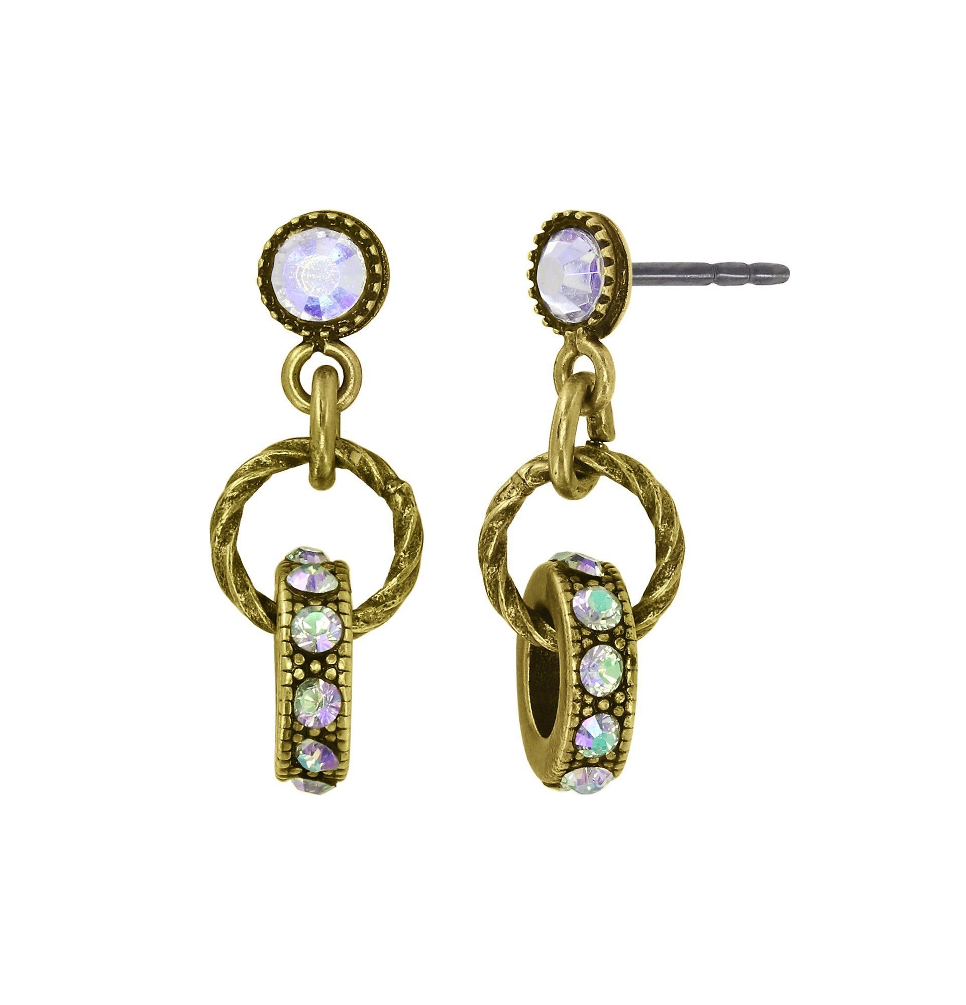 image for Earring Stud Dangling Rings & Rhythm Brass  