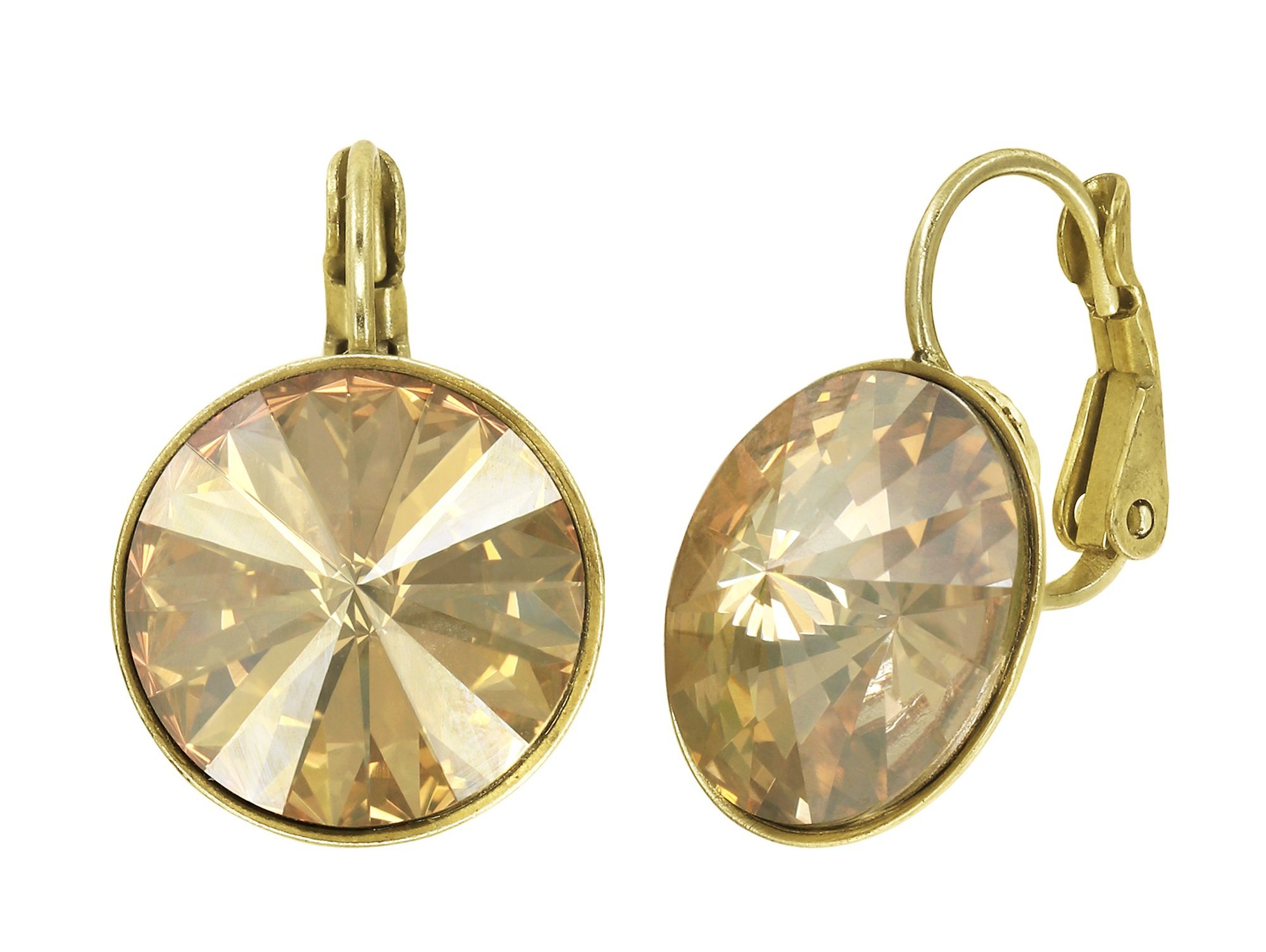 image pour Boucles d'oreilles Eurowire Rivoli Beige crystal golden shadow 14mm